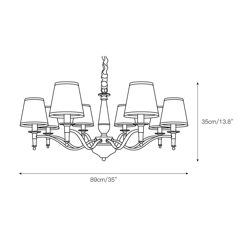 Zosolia Vintage Kronleuchter aus Messing mit Stoffbezug-Letslighting