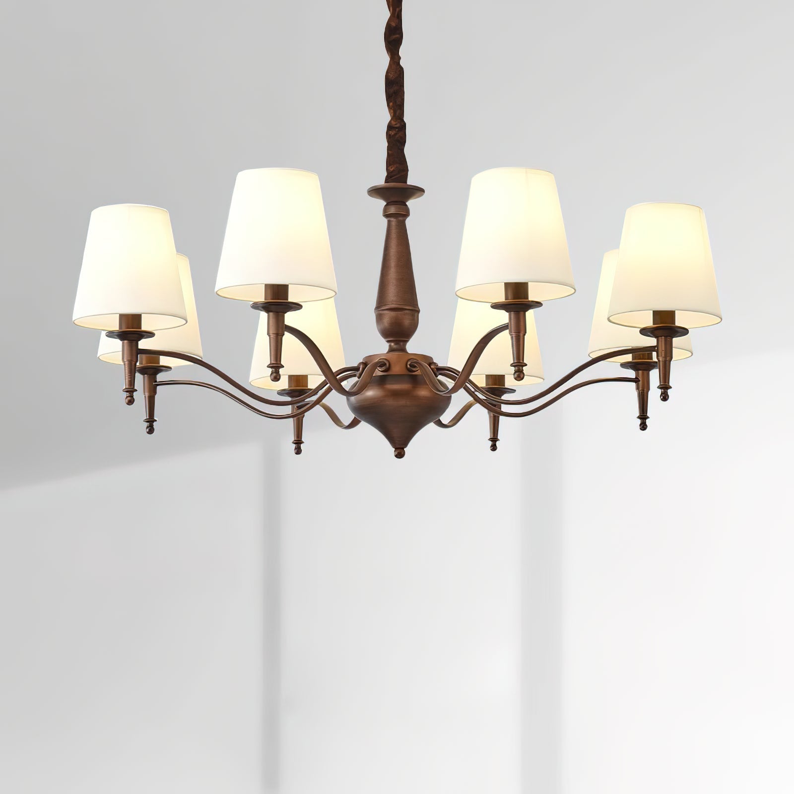 Zosolia Vintage Kronleuchter aus Messing mit Stoffbezug-Letslighting