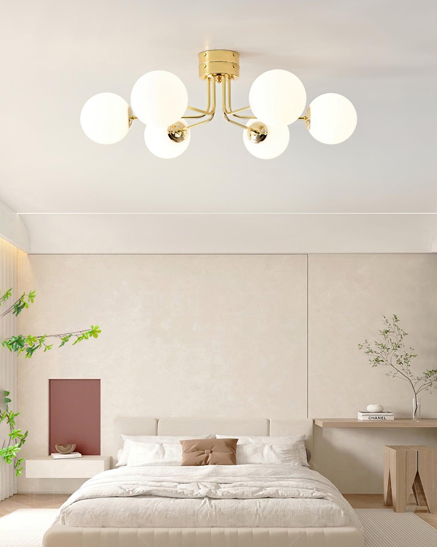 Lustra Deckenleuchte Gold Weiß Globe-Letslighting