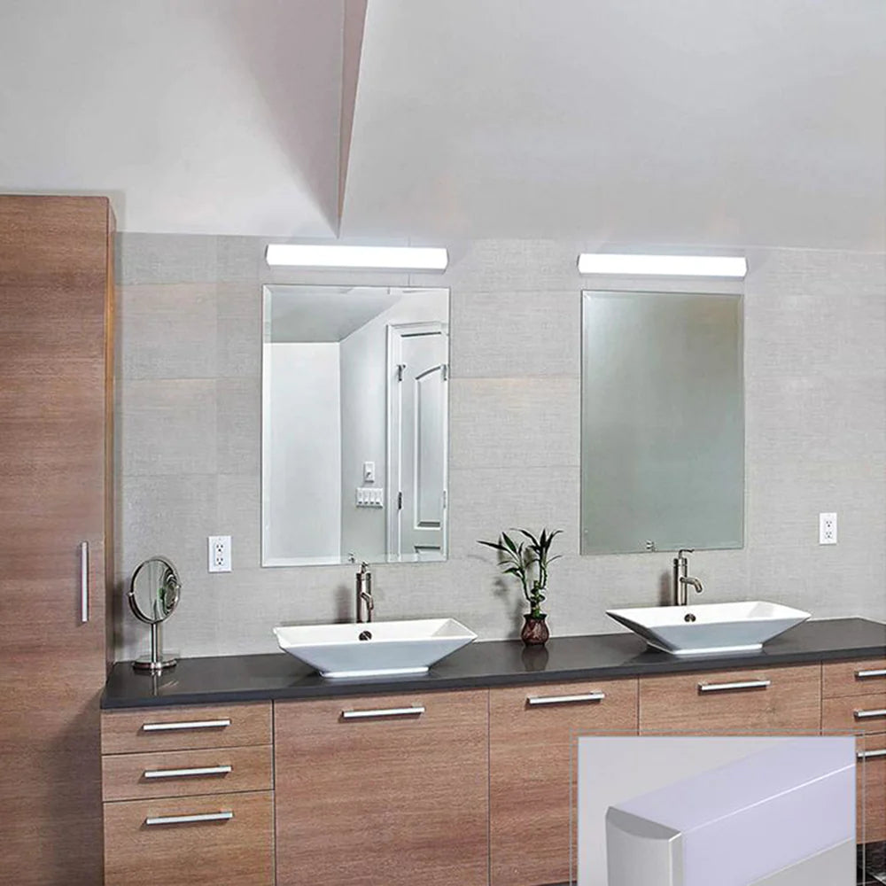 Arisha Modern Rechteckig Acryl Spiegel Front Vanity Wandleuchte, Weiß