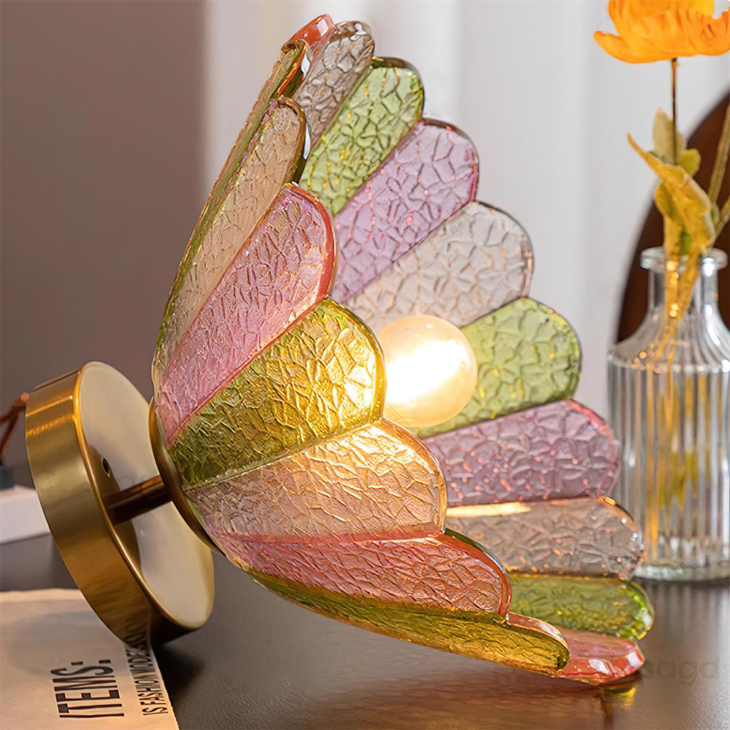 Deckenleuchte Bunt Blütenblatt Glas Schirm Gold Baldachin Vintage Einbau-Letslighting