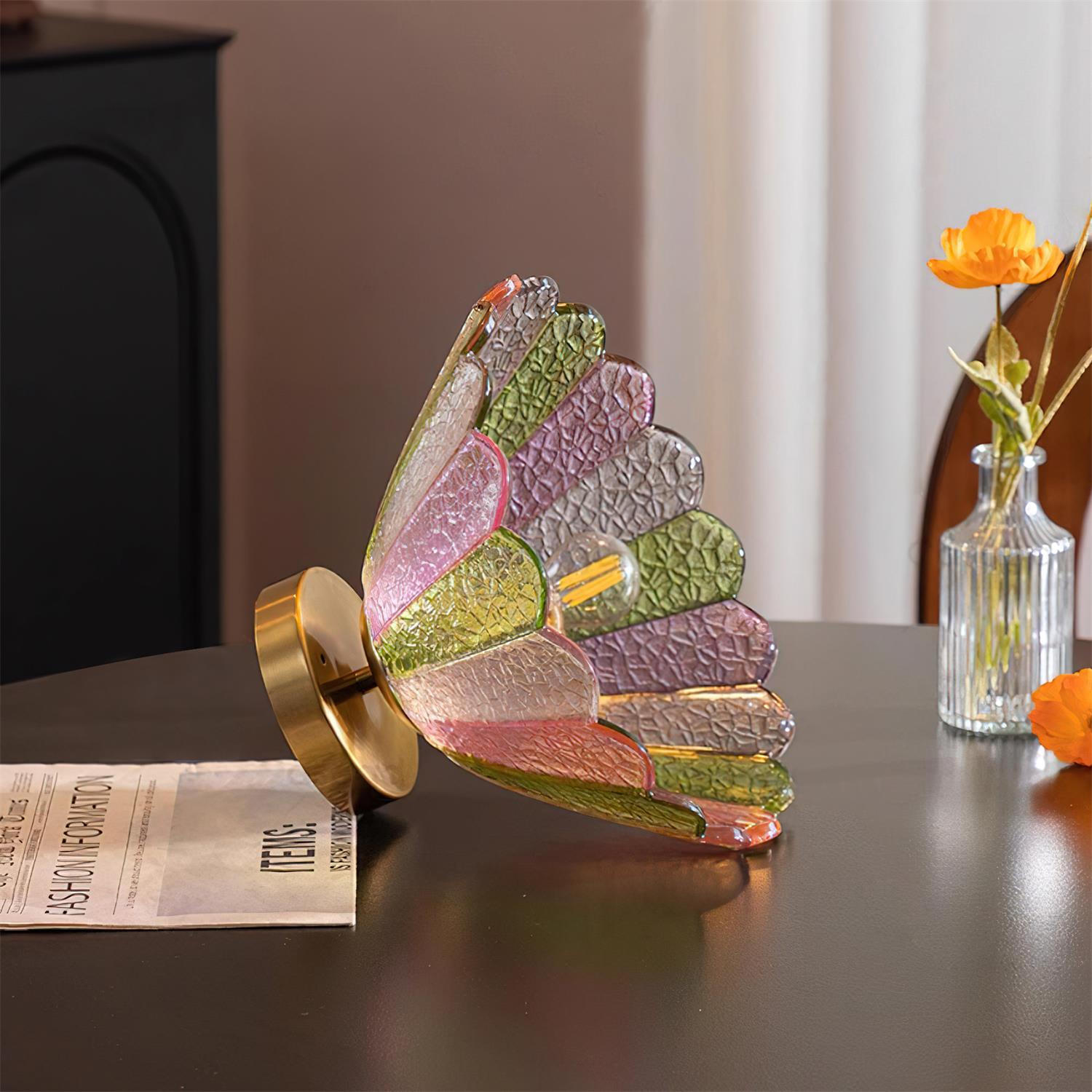 Deckenleuchte Bunt Blütenblatt Glas Schirm Gold Baldachin Vintage Einbau-Letslighting