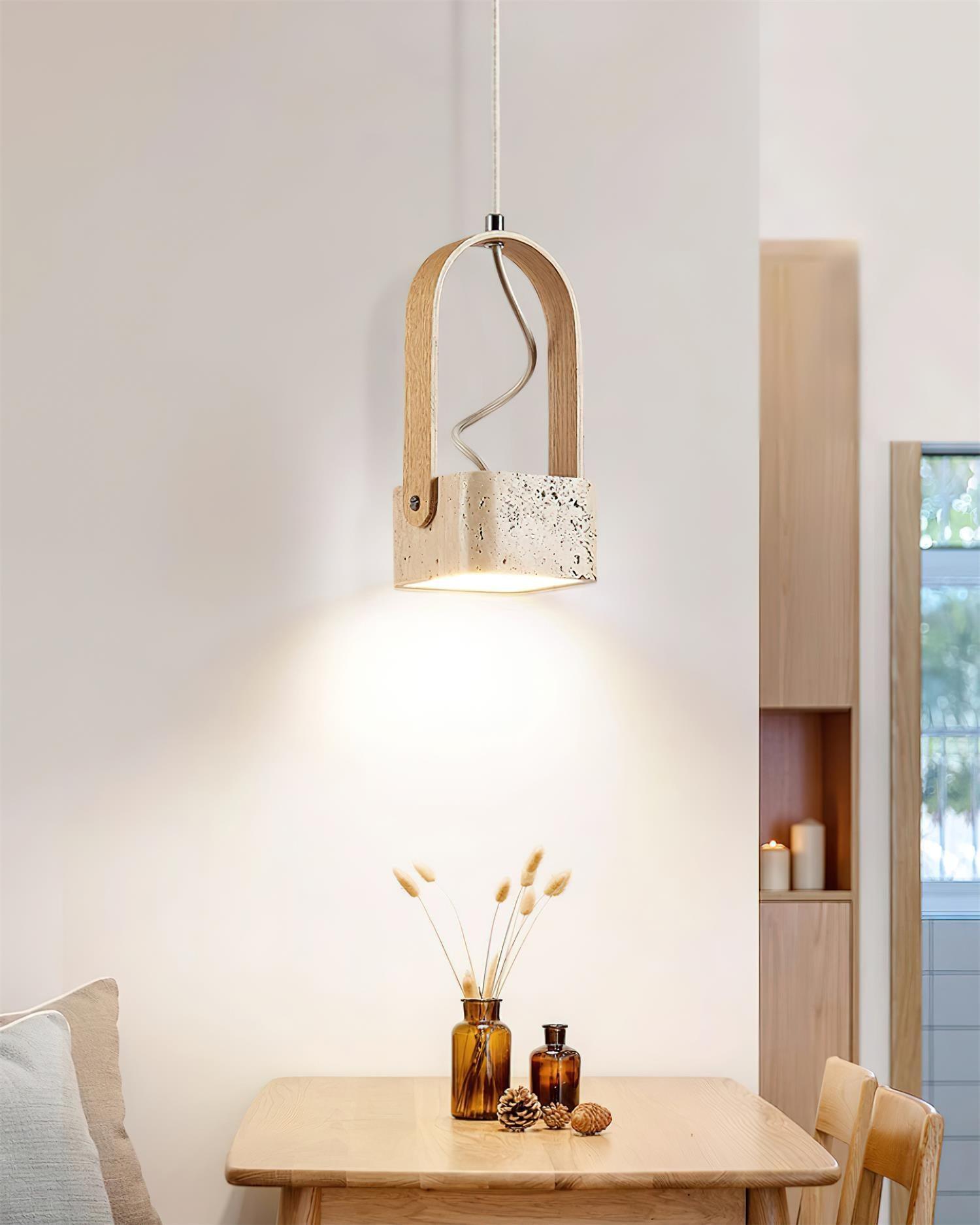 Cesta Pendant Light Square Yellow Travertine - Letslighting