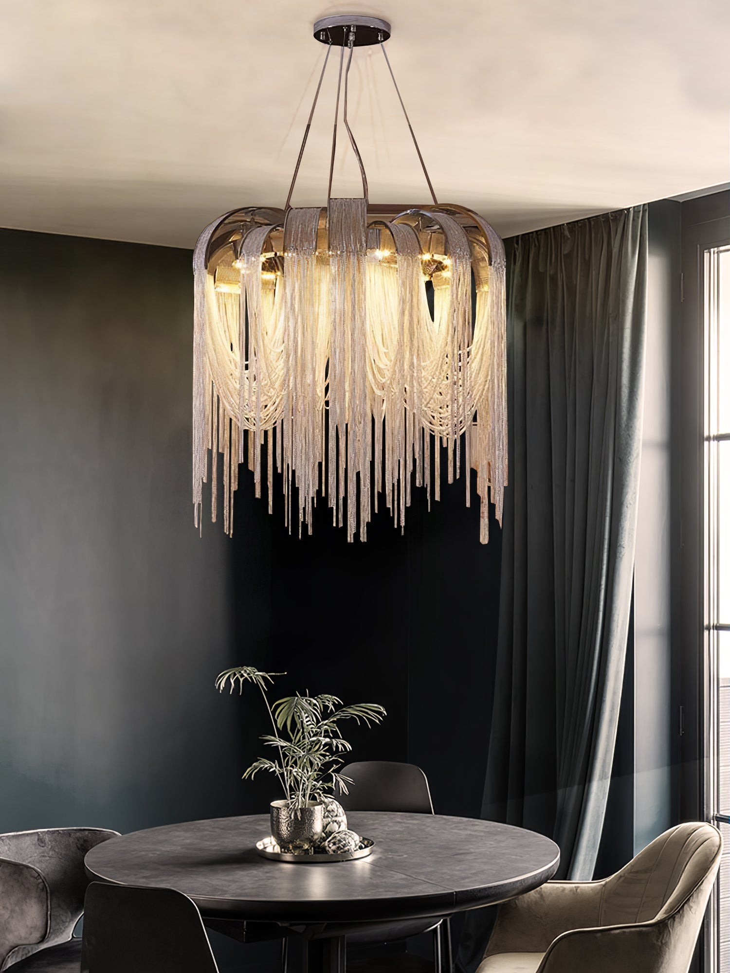 Lustra Kronleuchter Geschichtete Kette Nickel Luxus-Letslighting