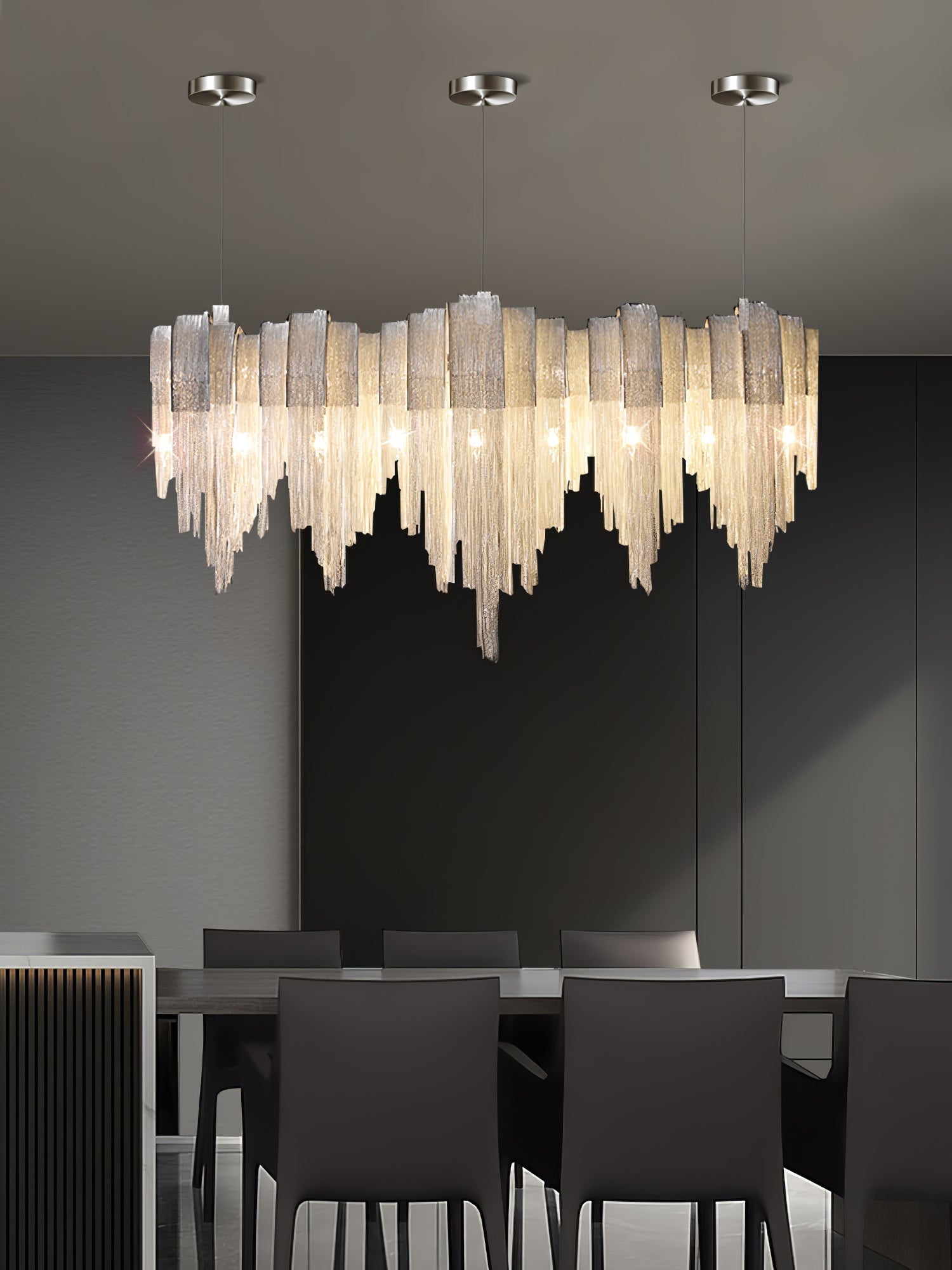 Lustra Kronleuchter Geschichtete Kette Nickel Luxus-Letslighting