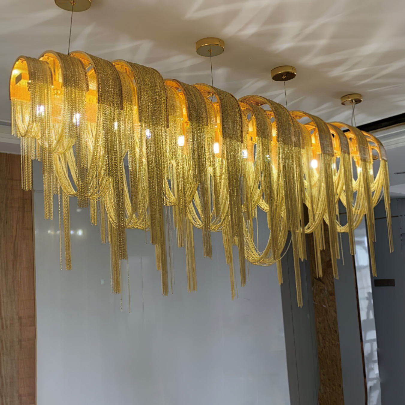 Lustra Kronleuchter Geschichtete Kette Nickel Luxus-Letslighting