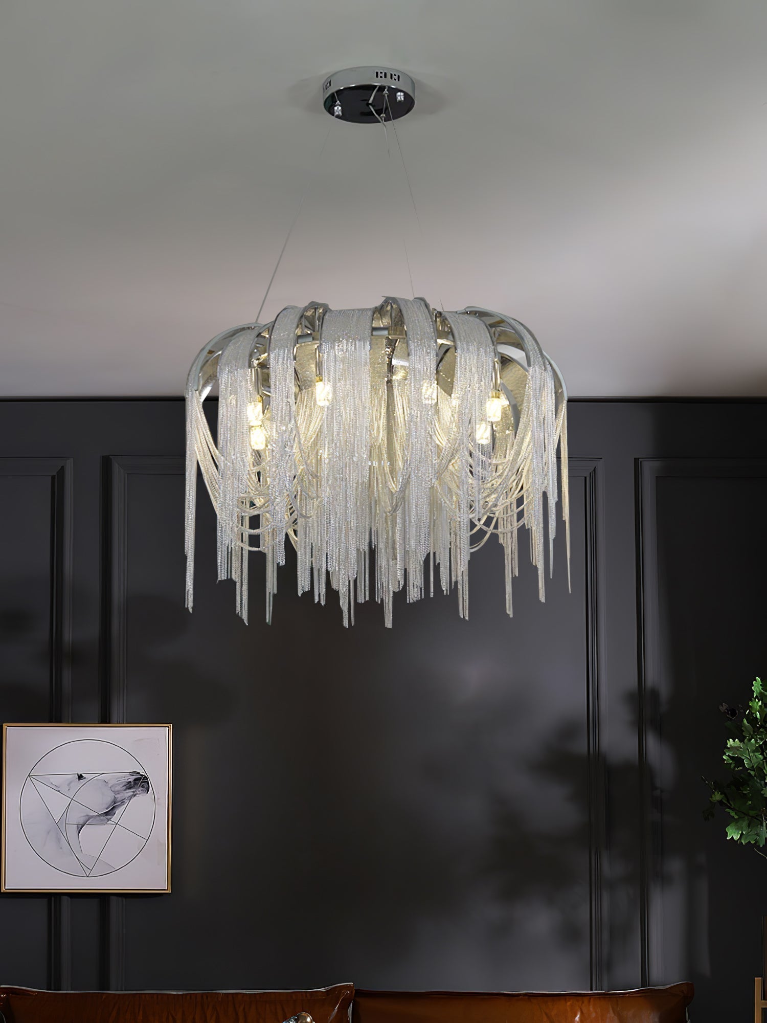 Lustra Kronleuchter Geschichtete Kette Nickel Luxus-Letslighting