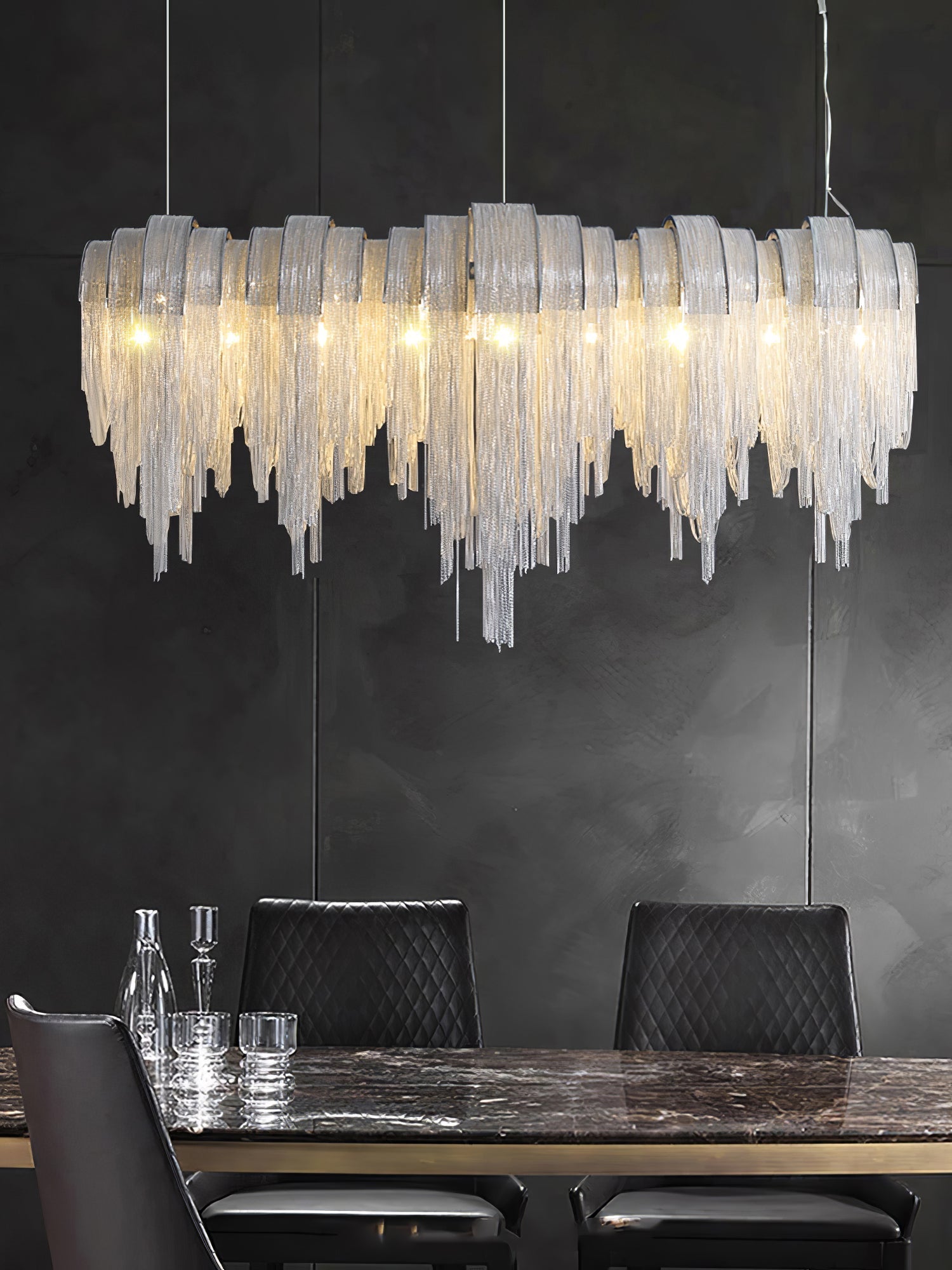 Lustra Kronleuchter Geschichtete Kette Nickel Luxus-Letslighting