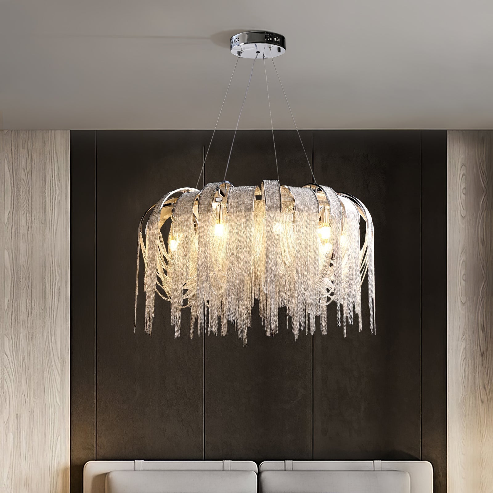 Lustra Kronleuchter Geschichtete Kette Nickel Luxus-Letslighting