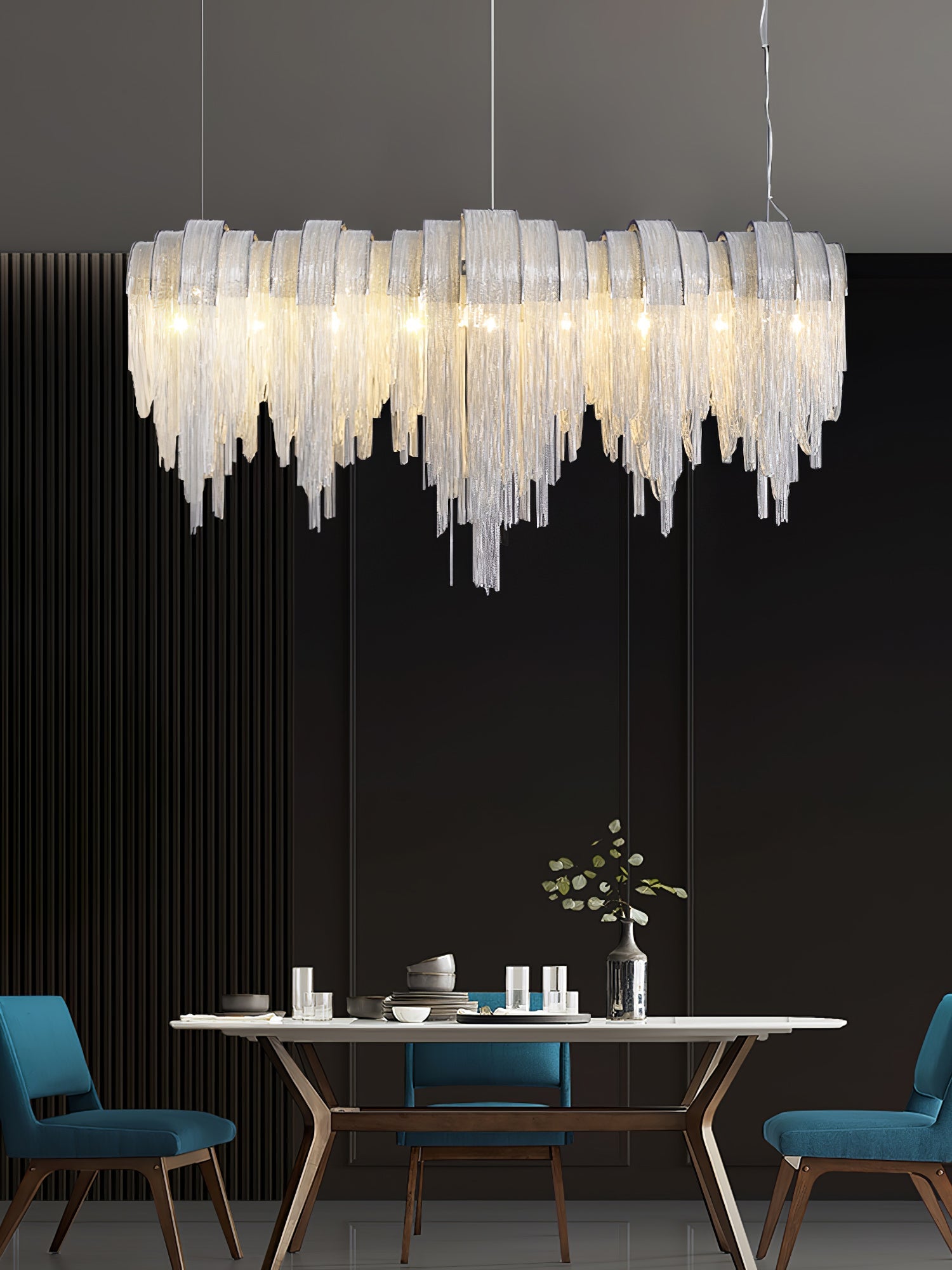 Lustra Kronleuchter Geschichtete Kette Nickel Luxus-Letslighting