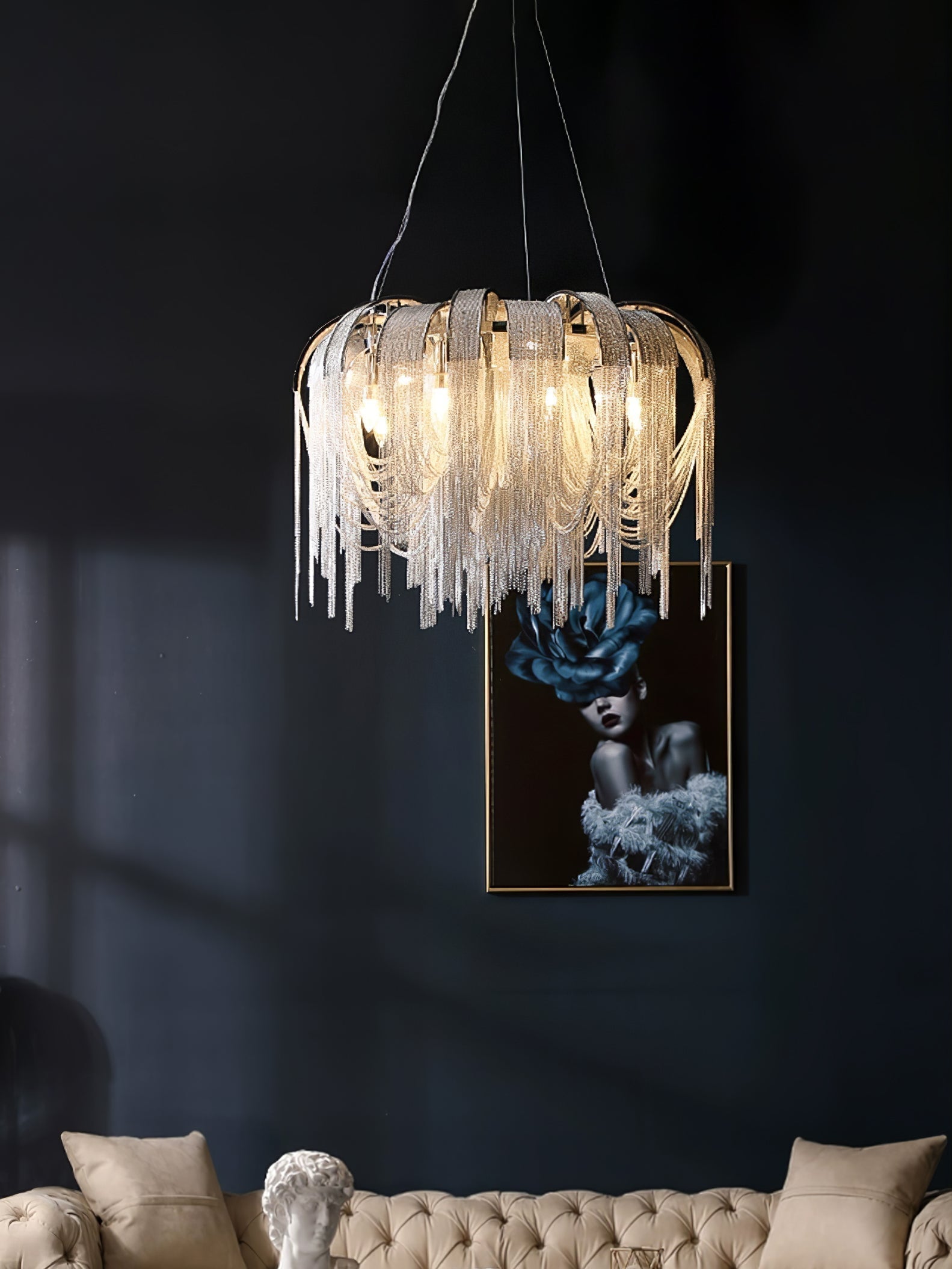 Lustra Kronleuchter Geschichtete Kette Nickel Luxus-Letslighting