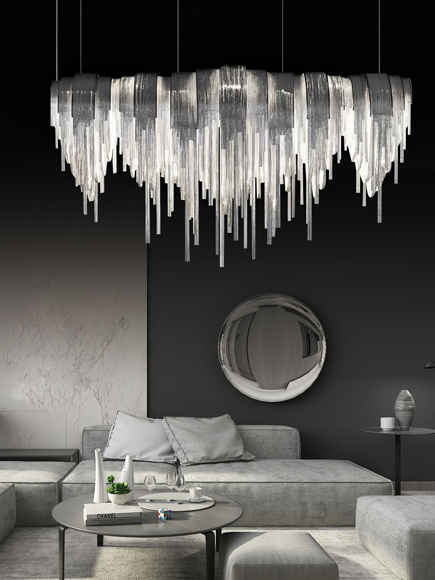 Lustra Kronleuchter Geschichtete Kette Nickel Luxus-Letslighting