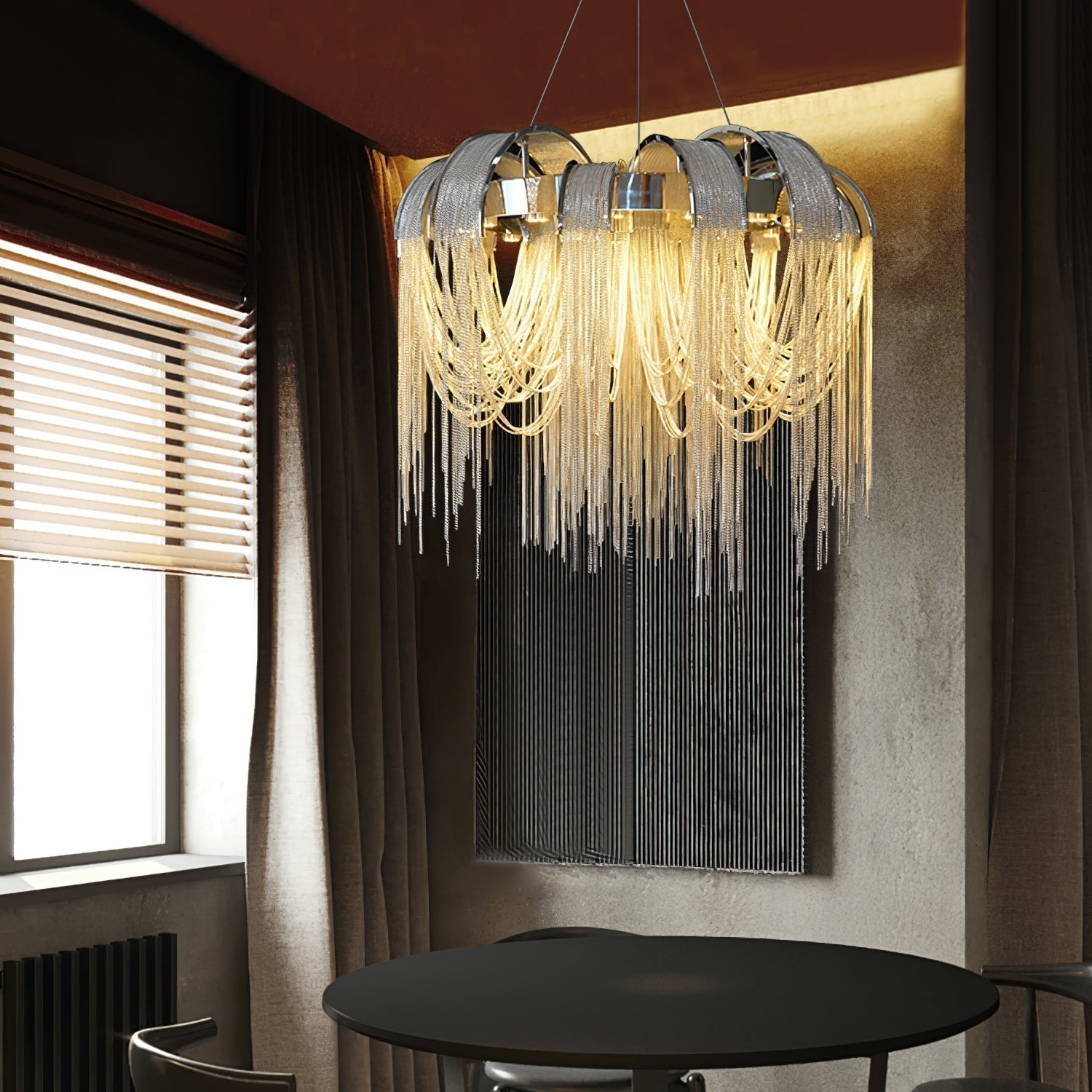 Lustra Kronleuchter Geschichtete Kette Nickel Luxus-Letslighting