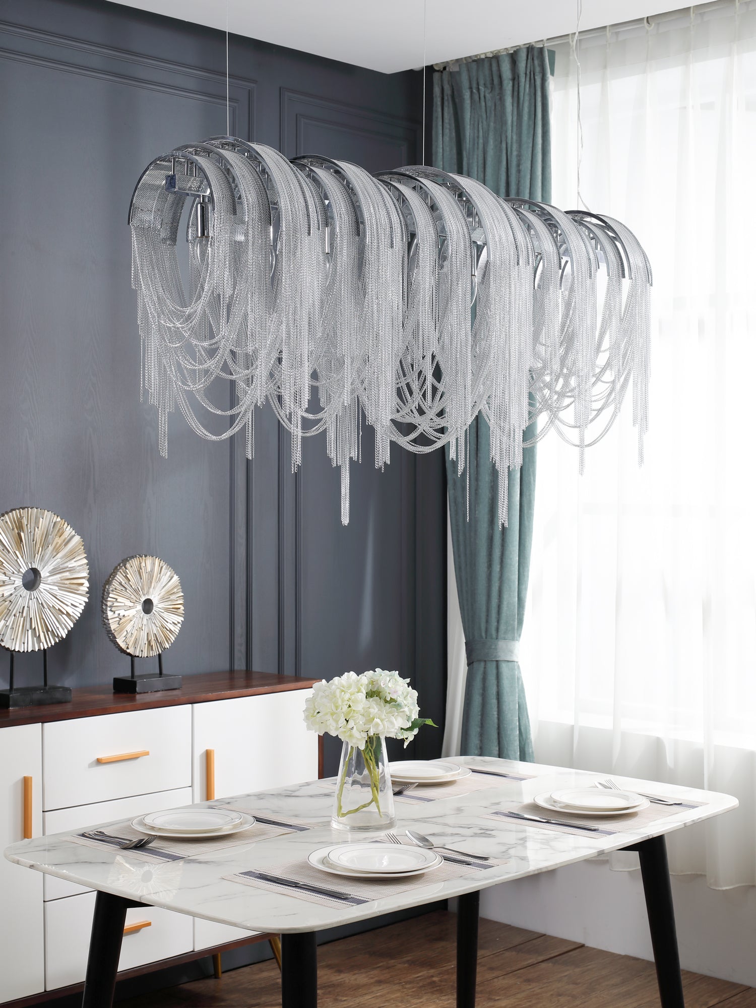 Lustra Kronleuchter Geschichtete Kette Nickel Luxus-Letslighting