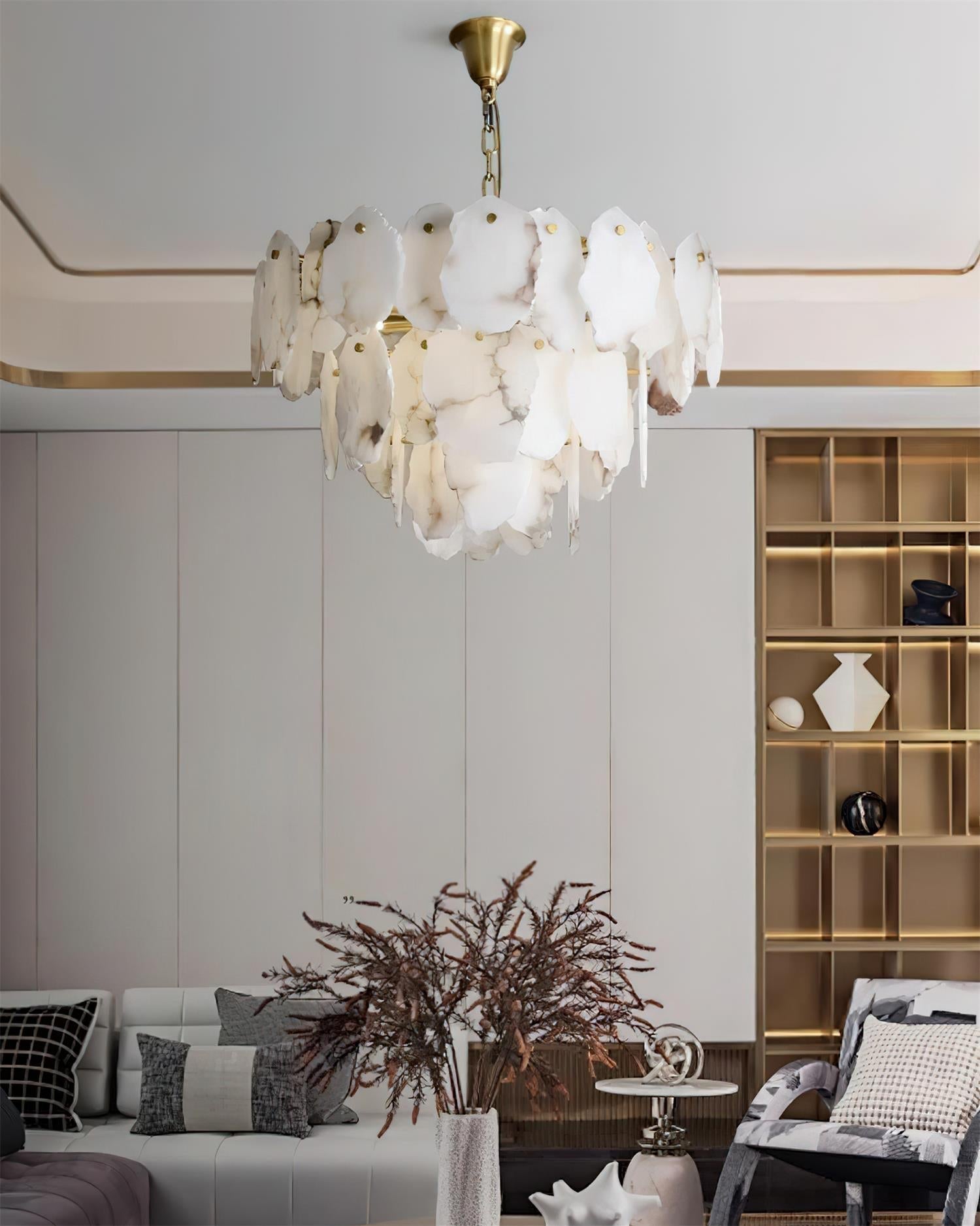 Leon Alabaster Chandelier Layered Stone Slices - Letslighting