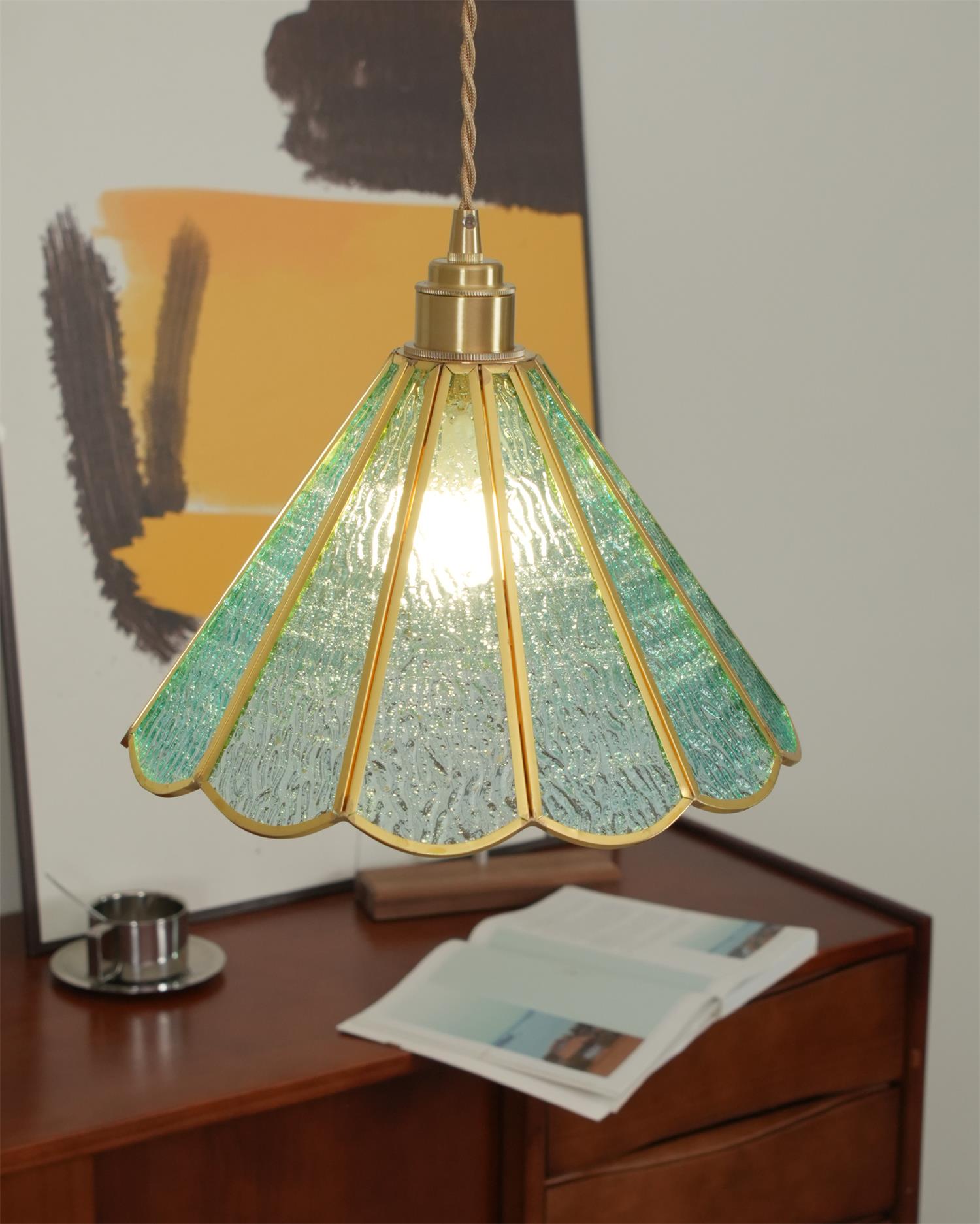 Pendelleuchte Strukturiertes Glas Art Deco-Letslighting