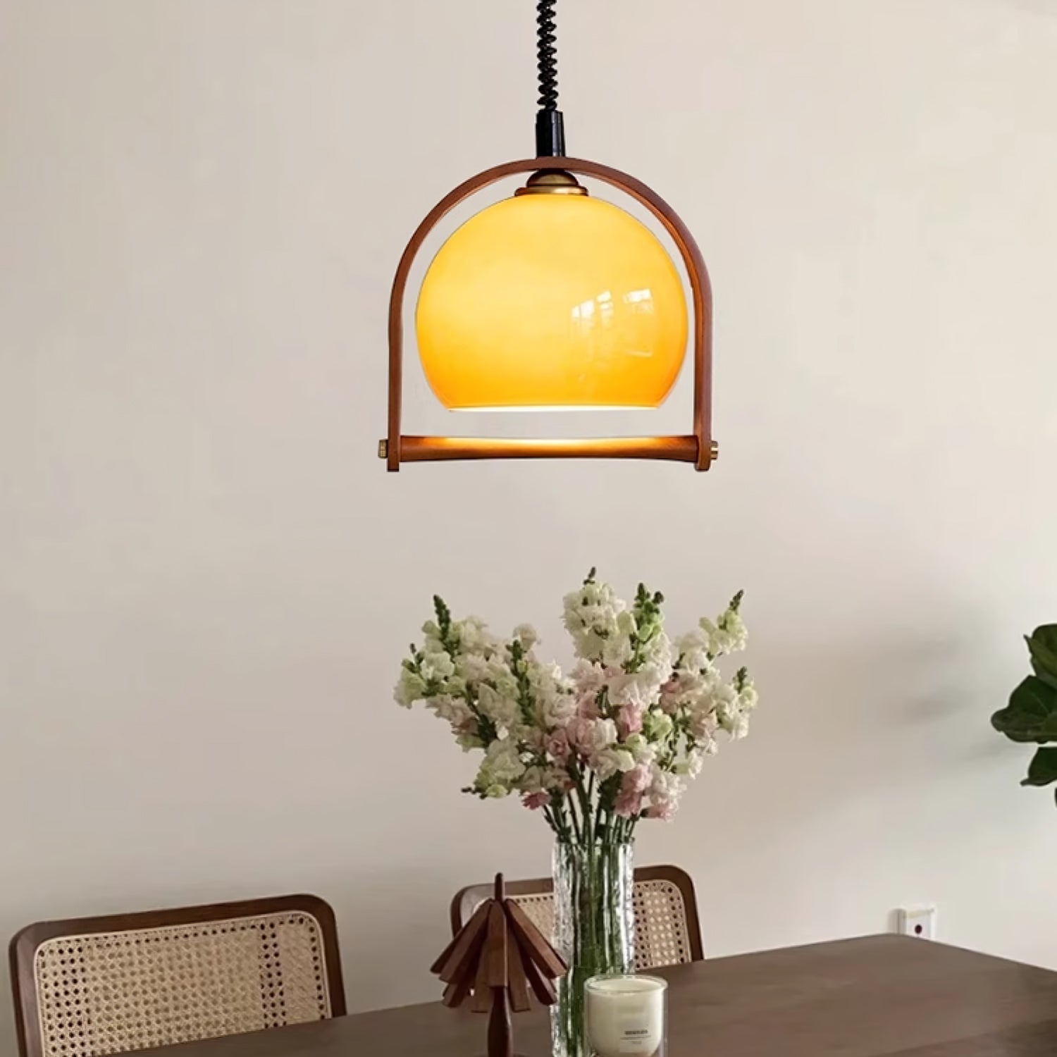 Cesilarae Premium Nordic Art Glas Holz Pendelleuchte-Letslighting