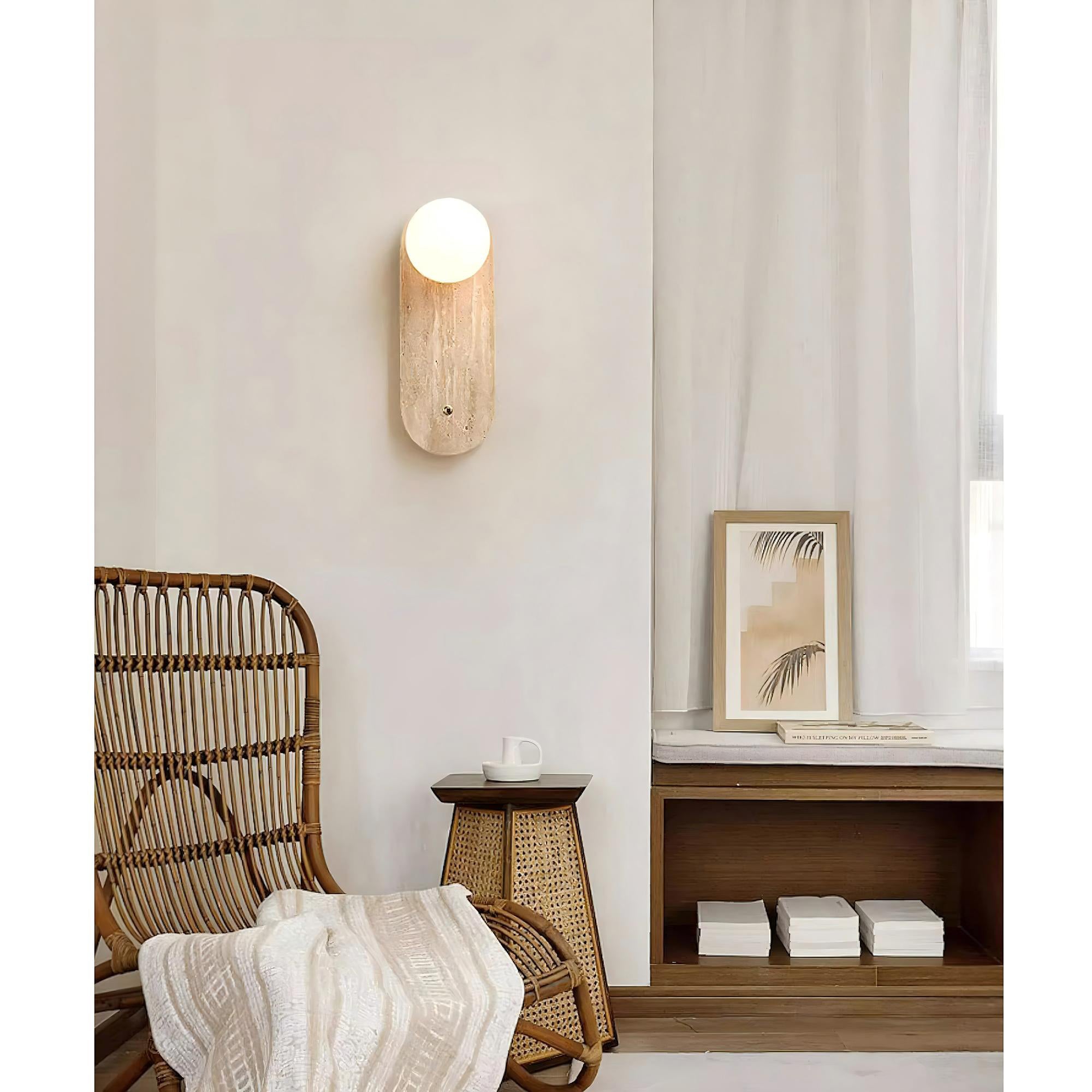 Zeshaen Modern Minimalist Travertine Glass Wall Lamp - Letslighting