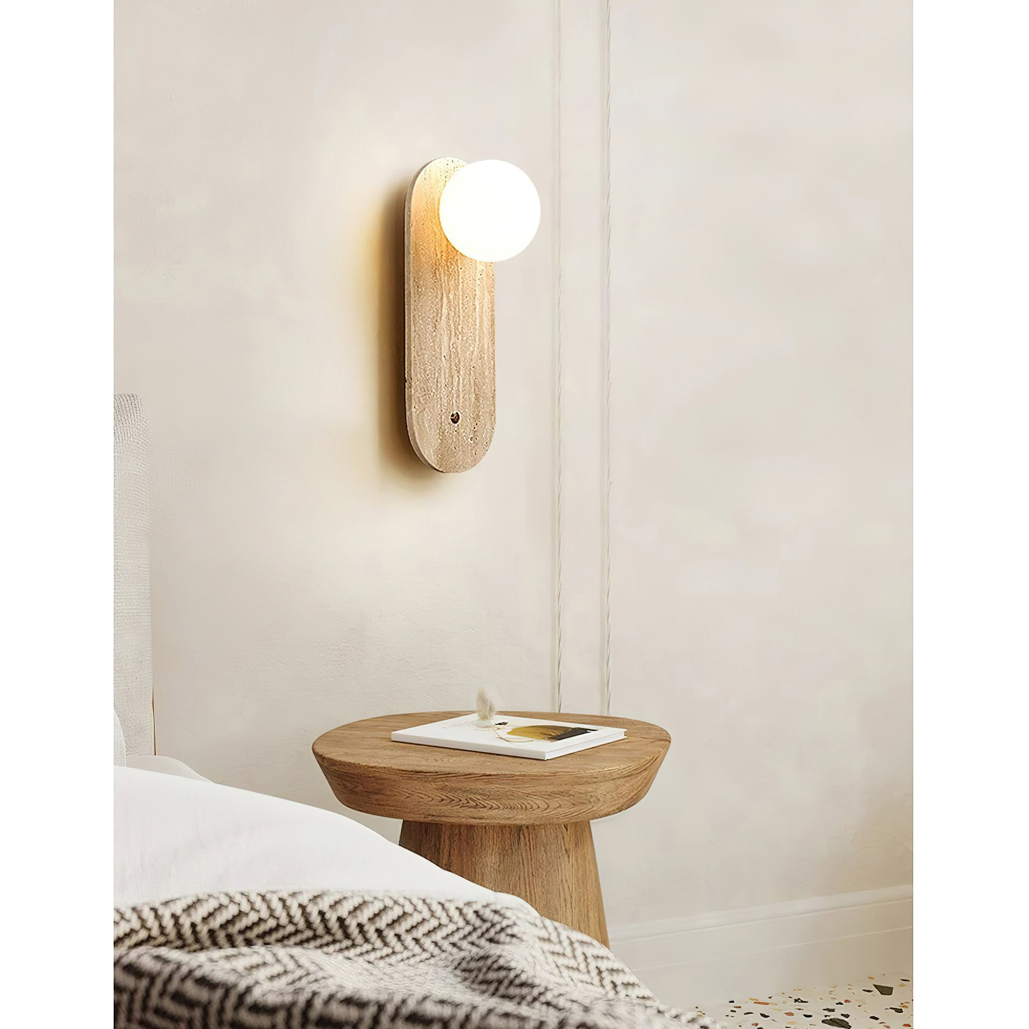 Zeshaen Modern Minimalist Travertine Glass Wall Lamp - Letslighting