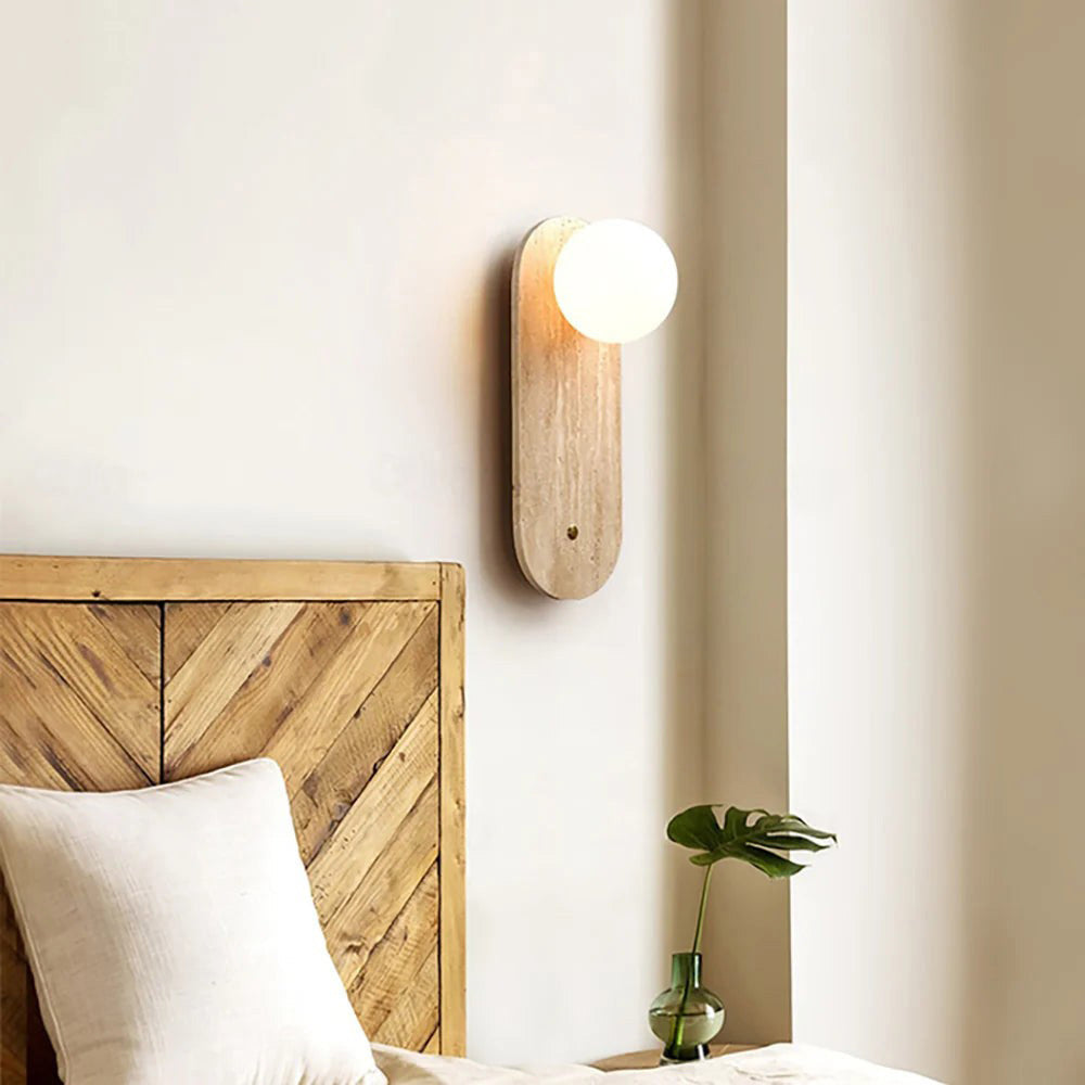 Zeshaen Modern Minimalist Travertine Glass Wall Lamp - Letslighting