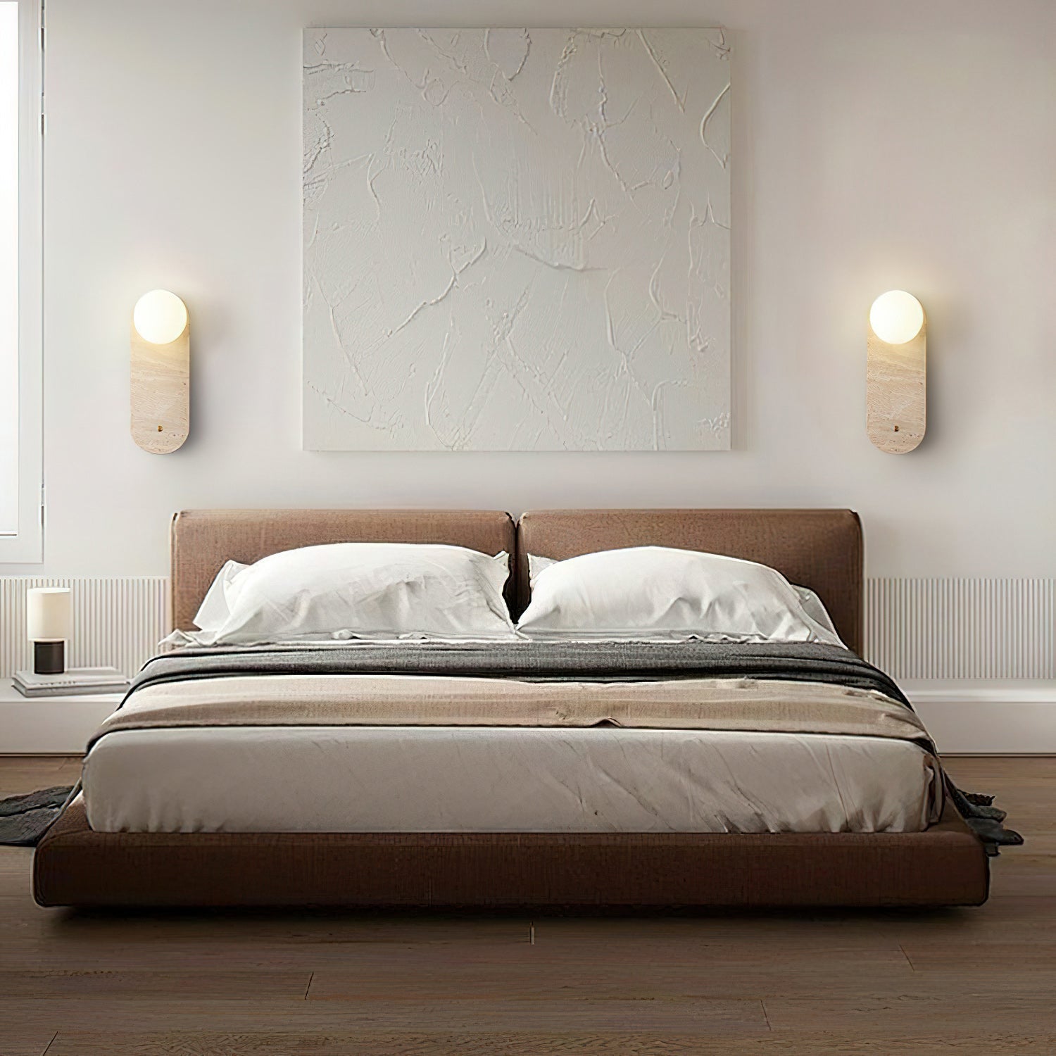 Zeshaen Modern Minimalist Travertine Glass Wall Lamp - Letslighting