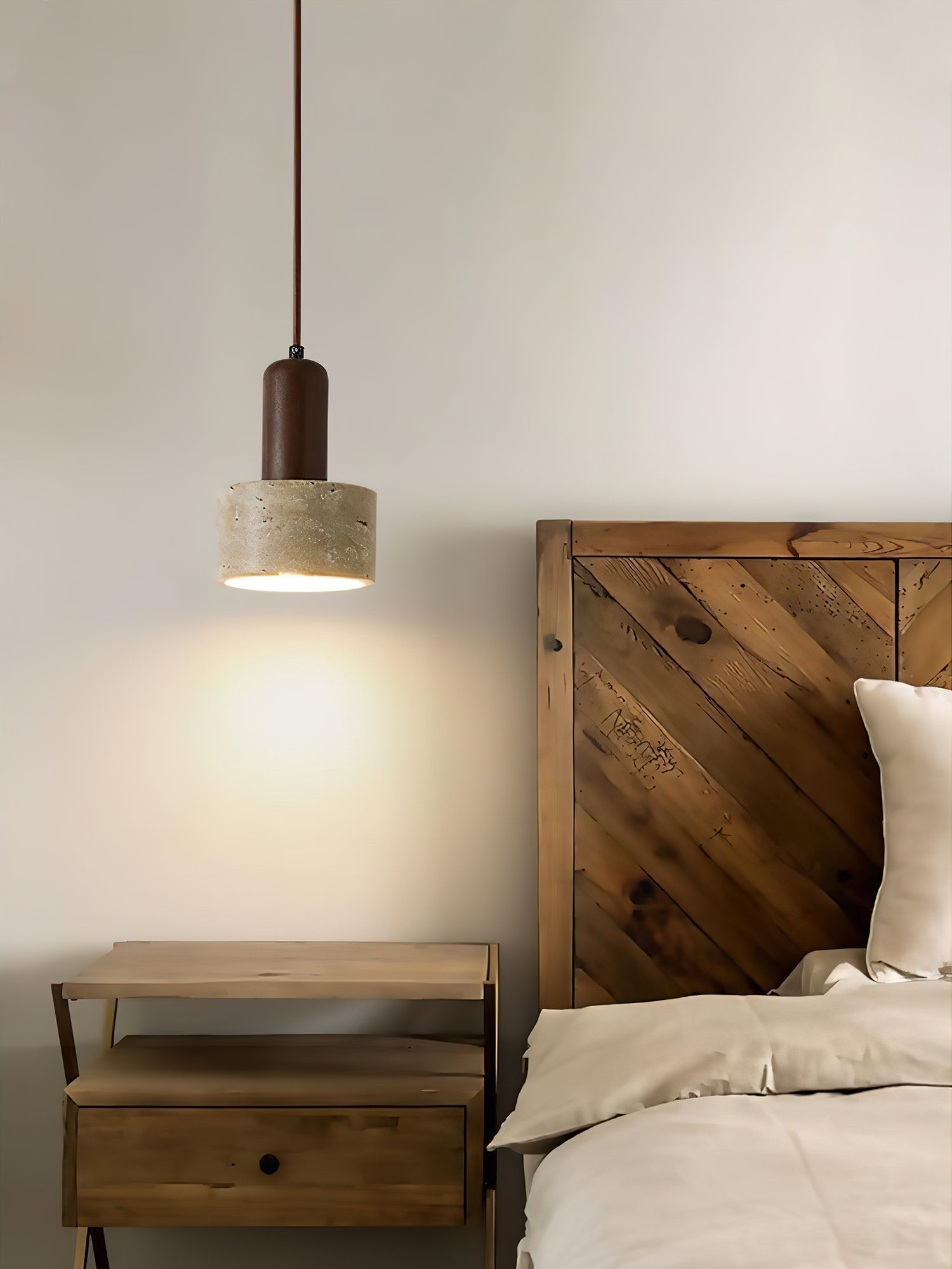 Ilshaa Dual-Material Travertine Pendant Light - Letslighting