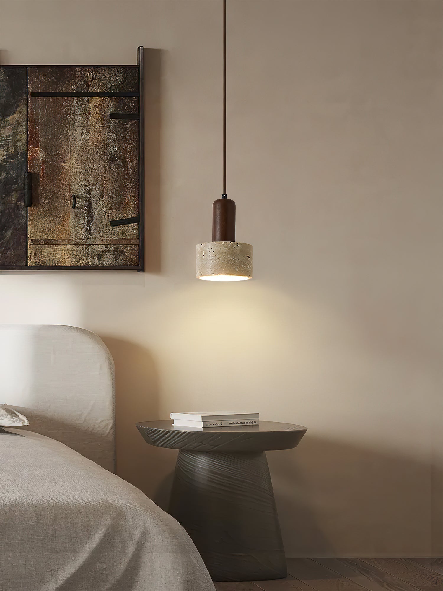 Ilshaa Dual-Material Travertine Pendant Light - Letslighting