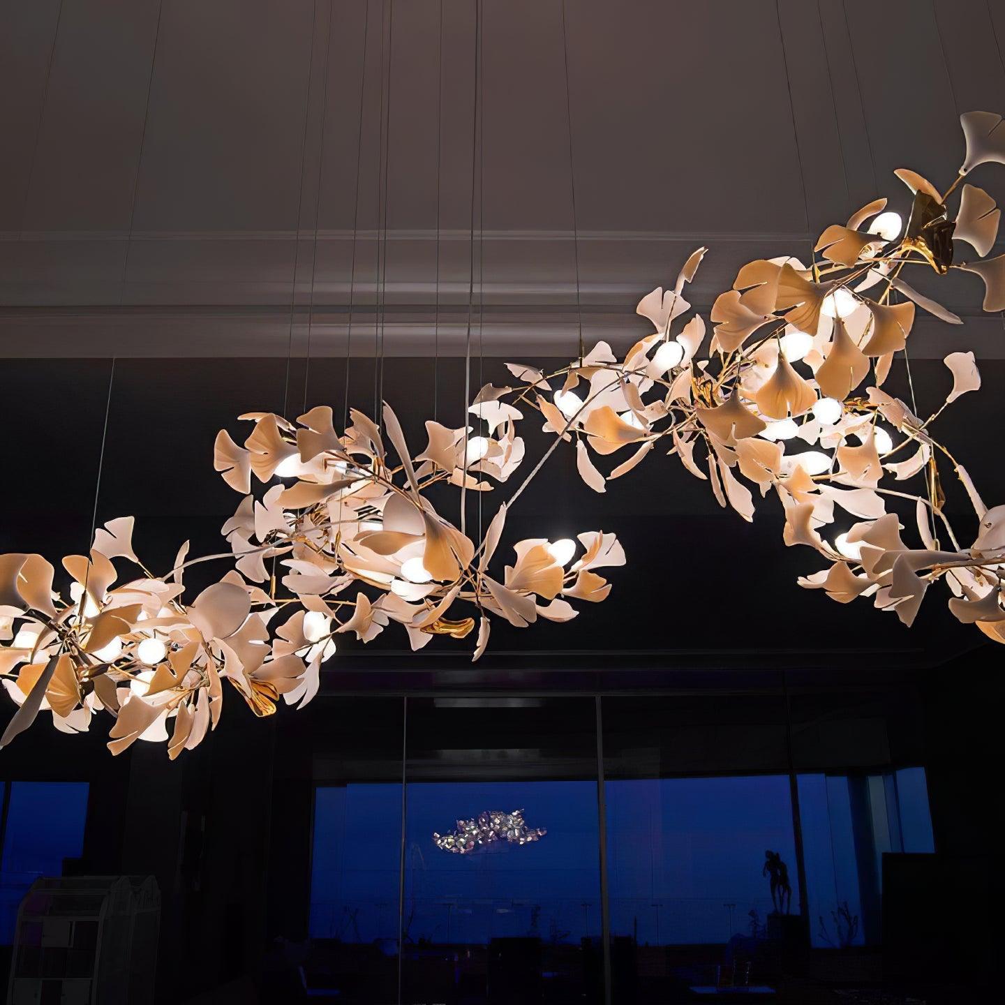 Olivia Keramik-Ginkgo-Blatt-Kronleuchter mit organischen Kurven-Letslighting