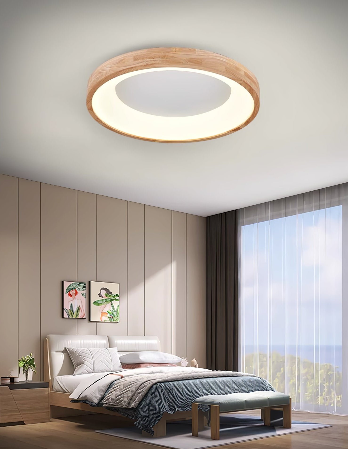 Uphae Moderne Minimalistische Deckenleuchte aus Holz-Letslighting