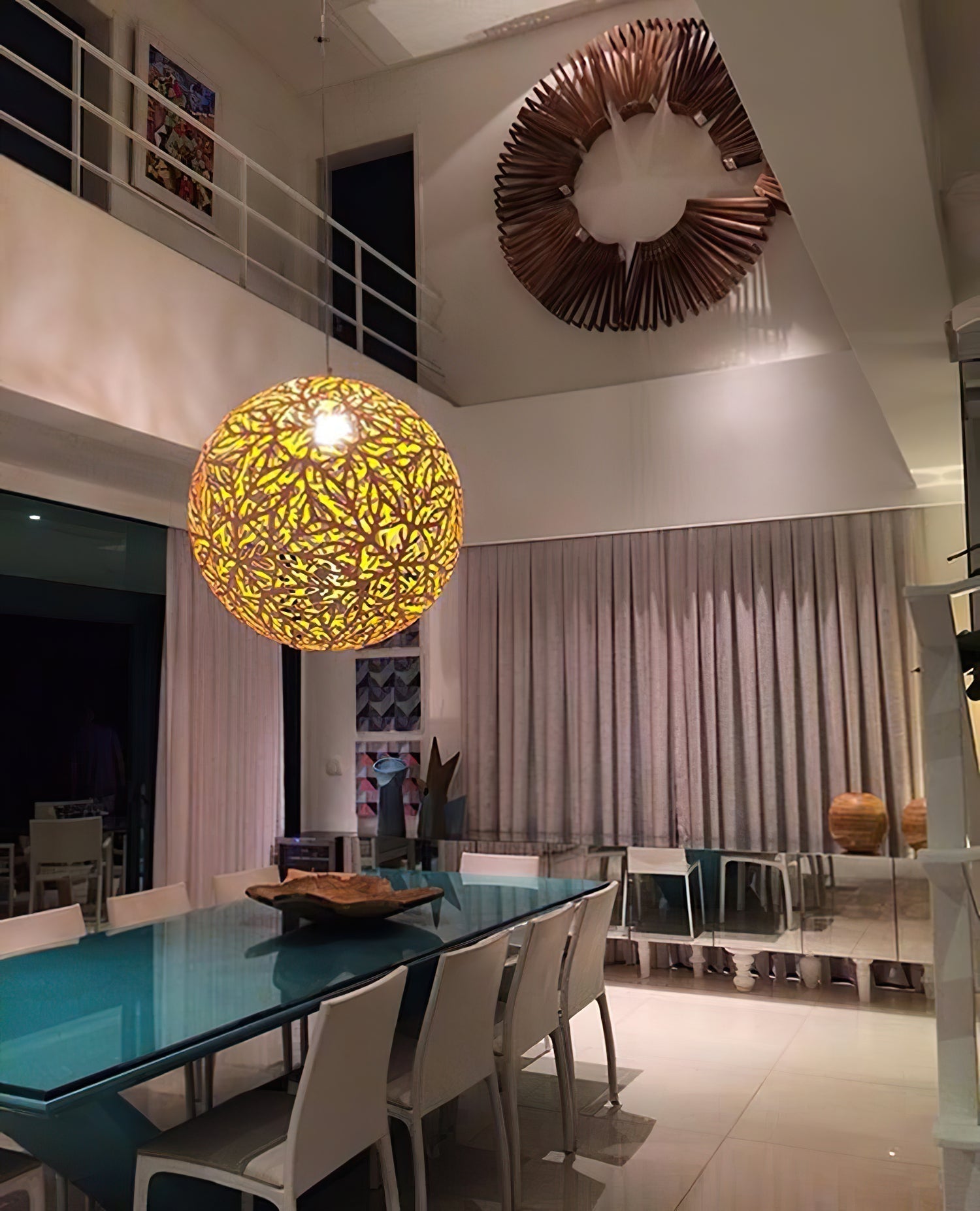 Lustra Pendelleuchte Geometrisch Holz Gewebt-Letslighting