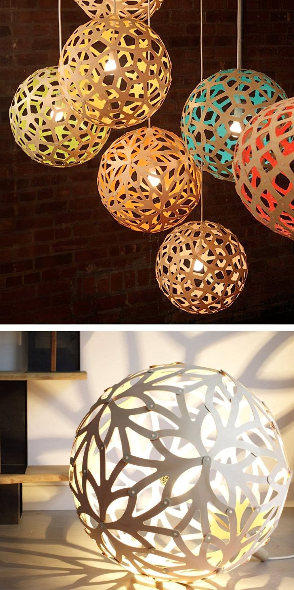 Lustra Pendelleuchte Geometrisch Holz Gewebt-Letslighting