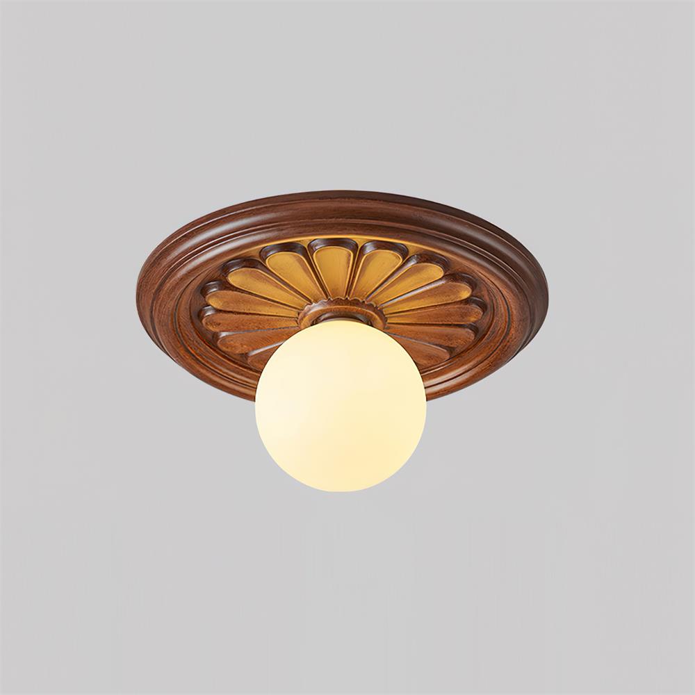 Ivorelle Vintage Geschnitzte Deckenleuchte mit Glaskugel-Schirm-Letslighting
