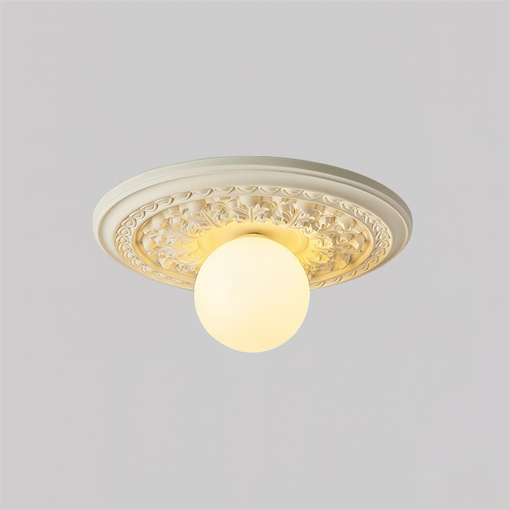 Ivorelle Vintage Geschnitzte Deckenleuchte mit Glaskugel-Schirm-Letslighting