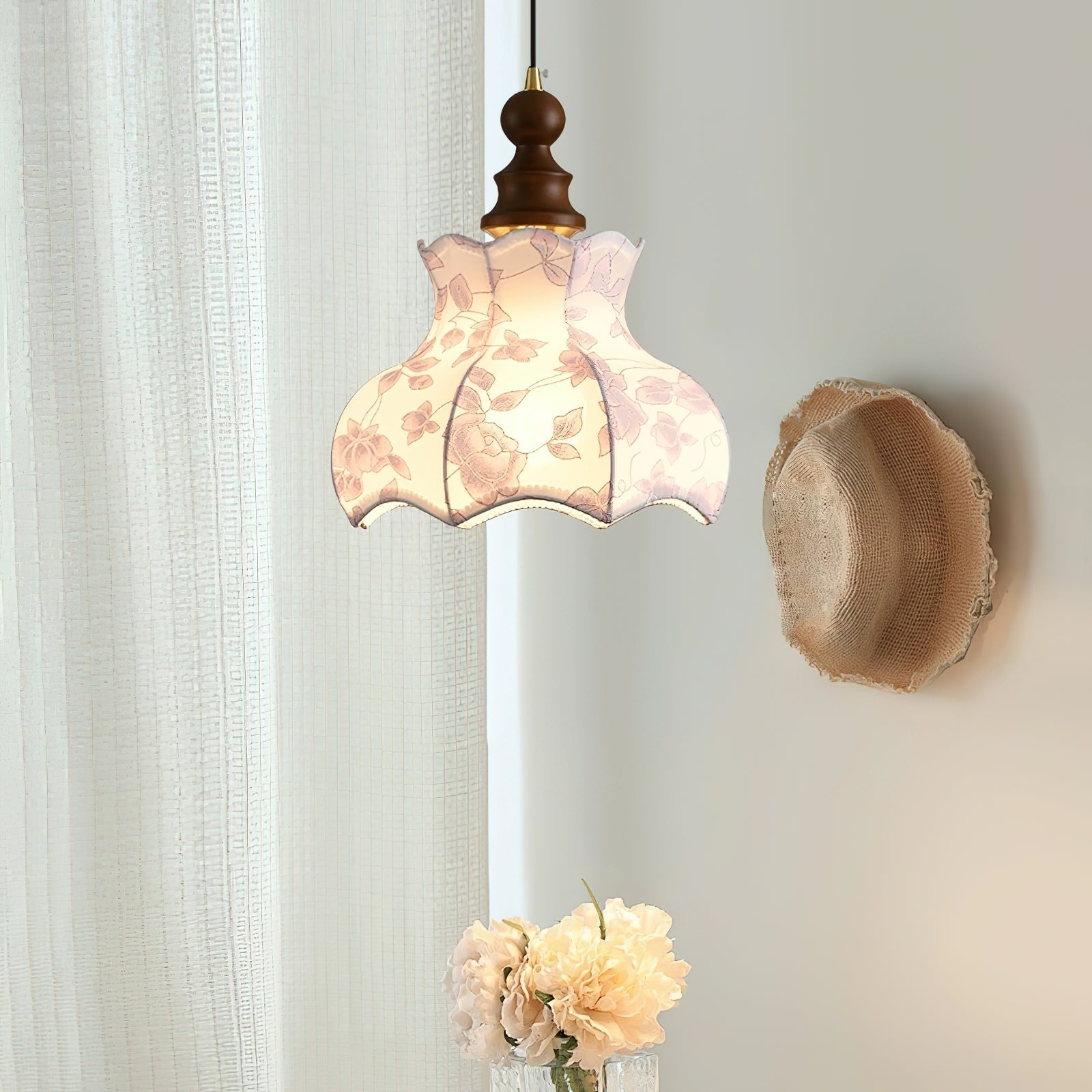 Skye Vintage Pendelleuchte aus Holz und Stoff-Letslighting