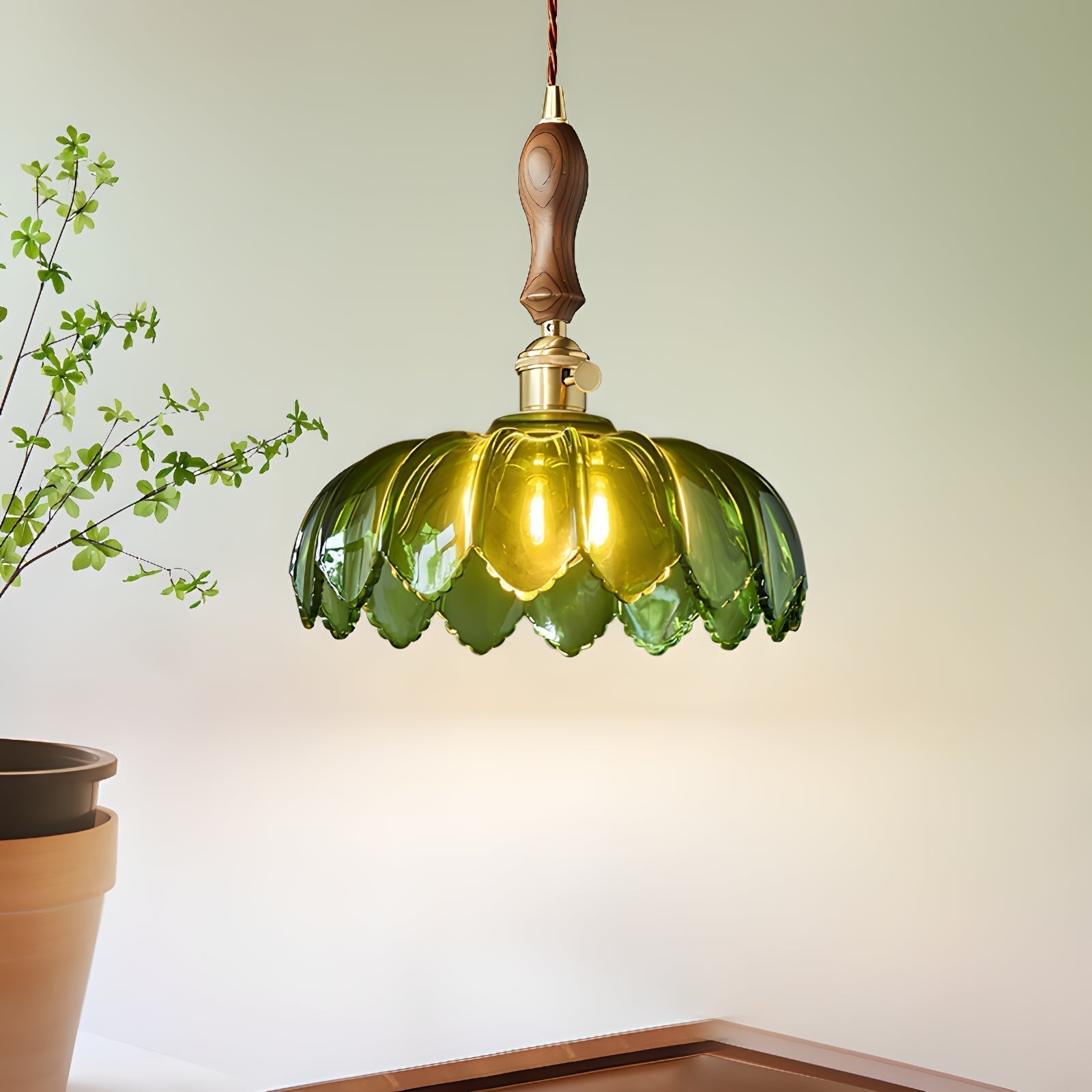 Fioracn Holz Lampe Luxus Pendelleuchte-Letslighting