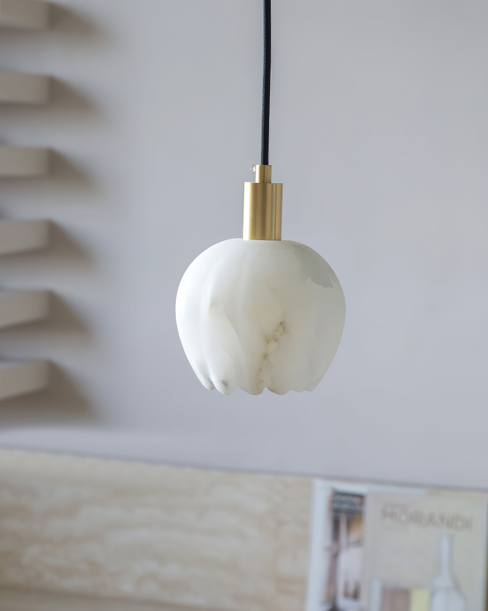 Olraeos Modern Minimalist Brass Alabaster Pendant Light - Letslighting