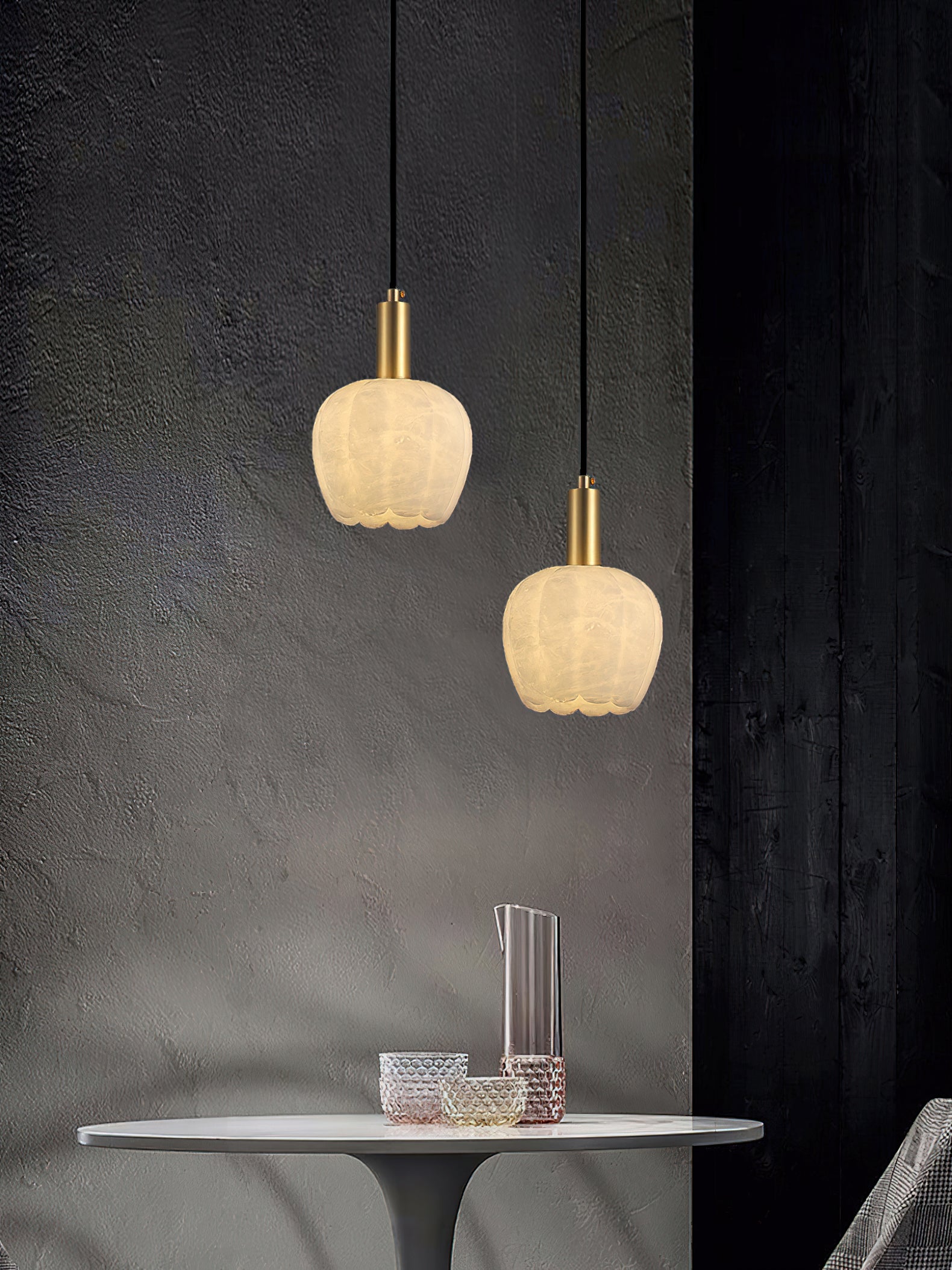 Olraeos Modern Minimalist Brass Alabaster Pendant Light - Letslighting