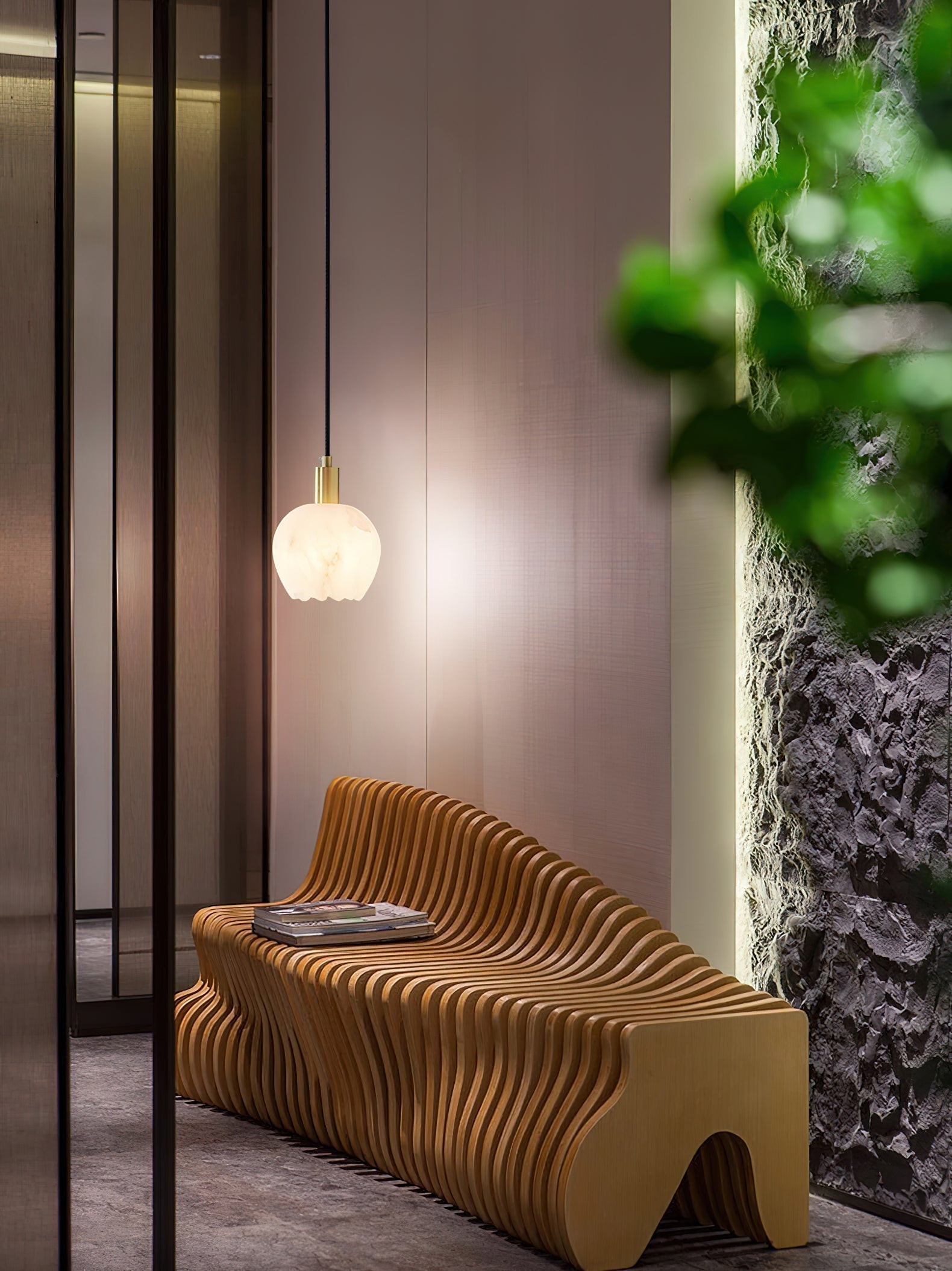 Olraeos Modern Minimalist Brass Alabaster Pendant Light - Letslighting