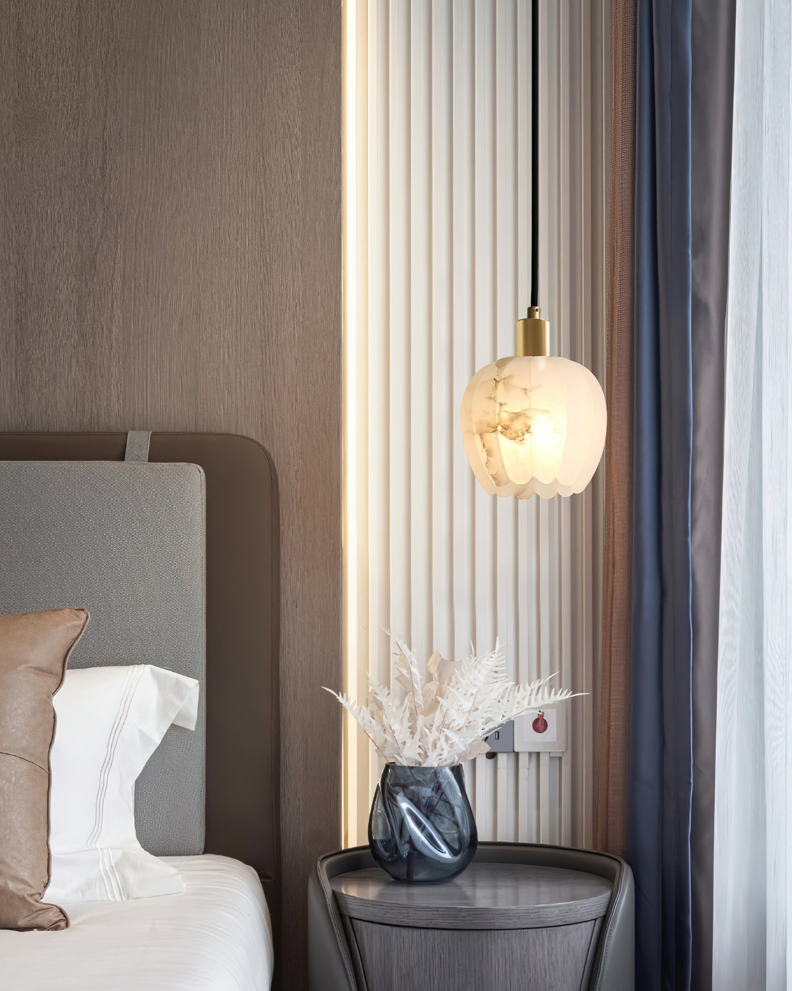Olraeos Modern Minimalist Brass Alabaster Pendant Light - Letslighting
