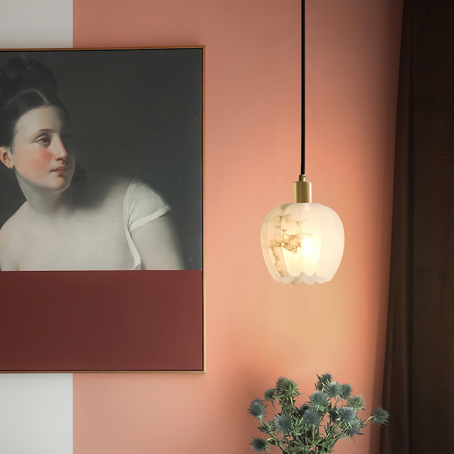 Ritta Pendant Light Flower-shaped Alabaster