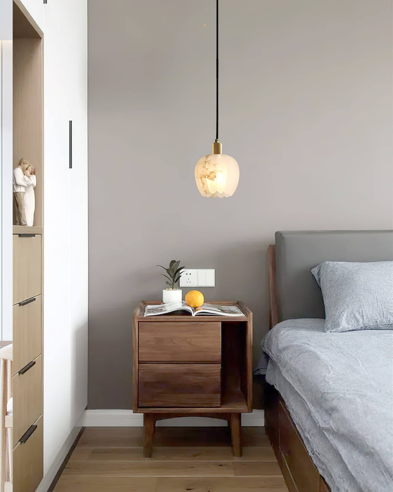 Olraeos Modern Minimalist Brass Alabaster Pendant Light - Letslighting