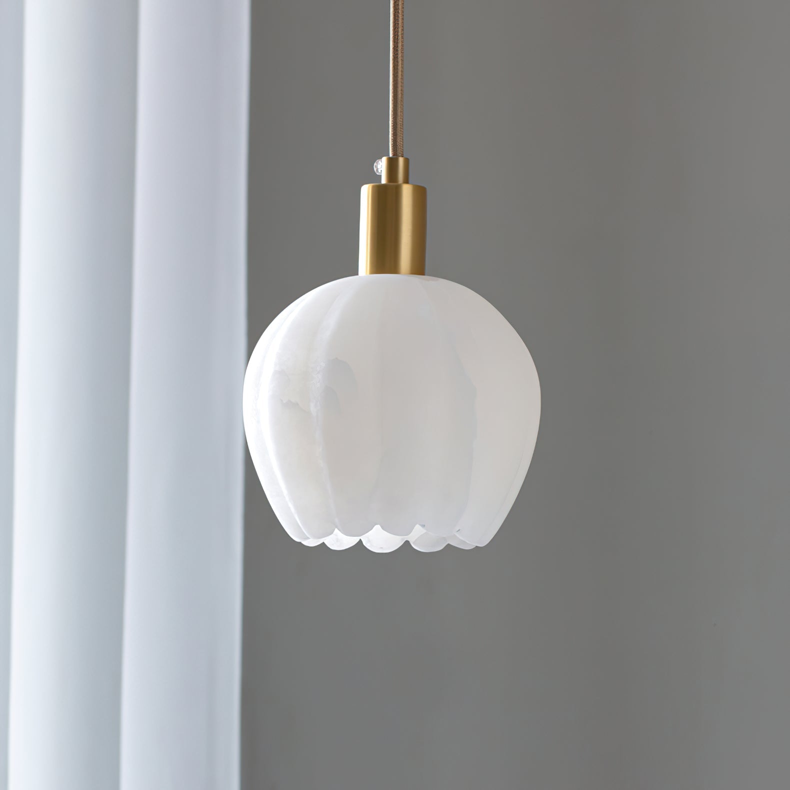 Olraeos Modern Minimalist Brass Alabaster Pendant Light - Letslighting