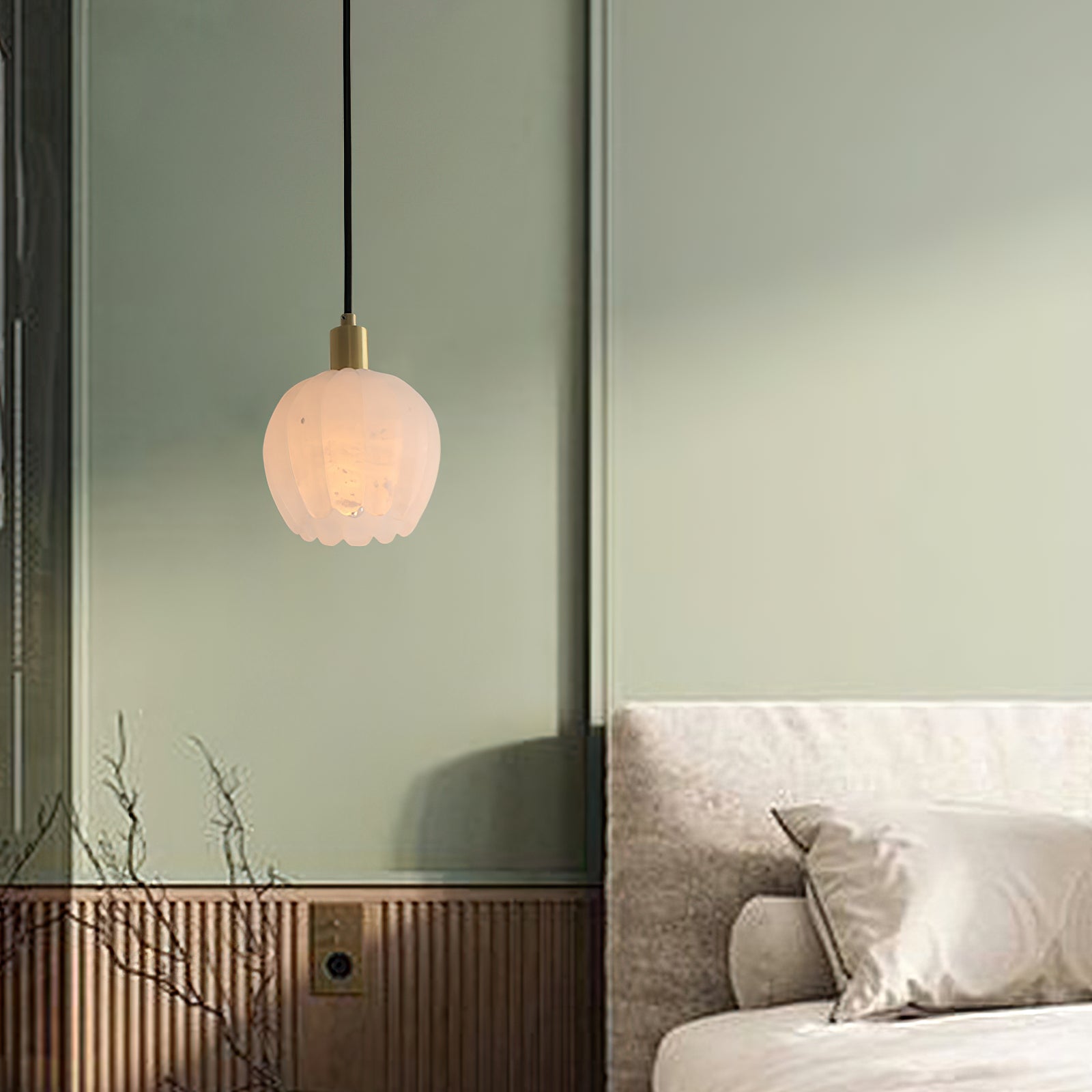 Olraeos Modern Minimalist Brass Alabaster Pendant Light - Letslighting