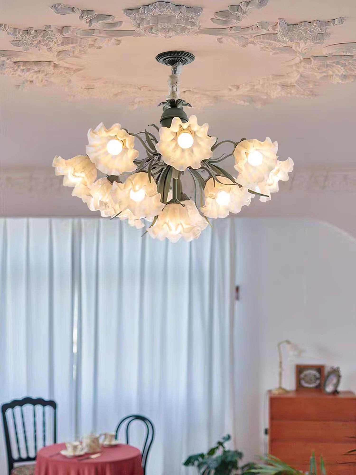 Lustra Kronleuchter Blume mit Blütenblättern und Blättern-Letslighting