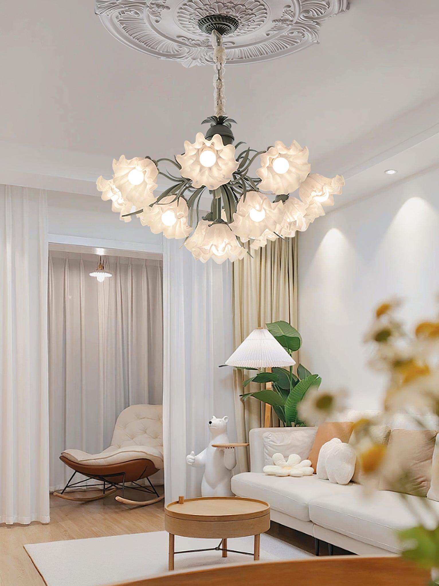 Lustra Kronleuchter Blume mit Blütenblättern und Blättern-Letslighting