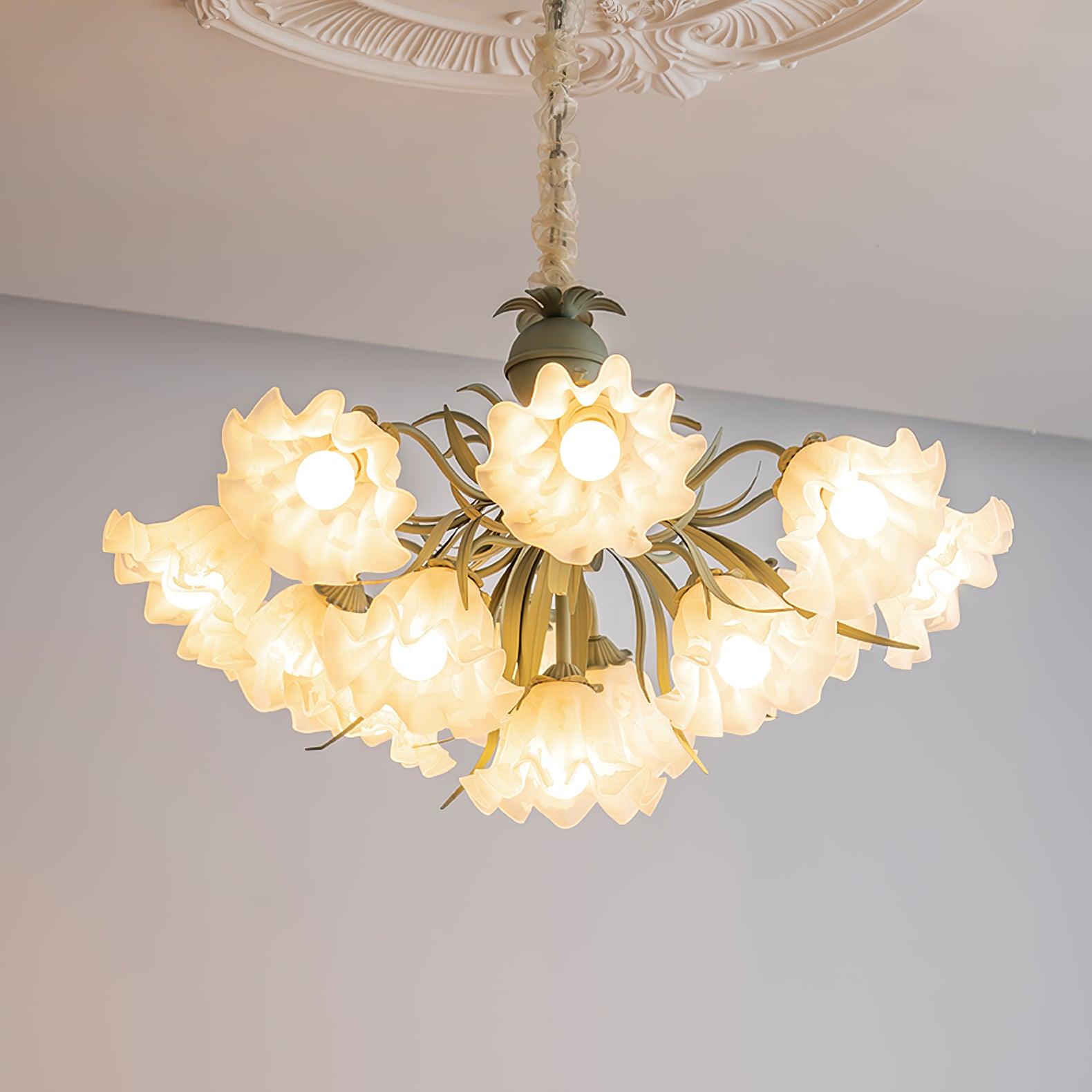 Lustra Kronleuchter Blume mit Blütenblättern und Blättern-Letslighting