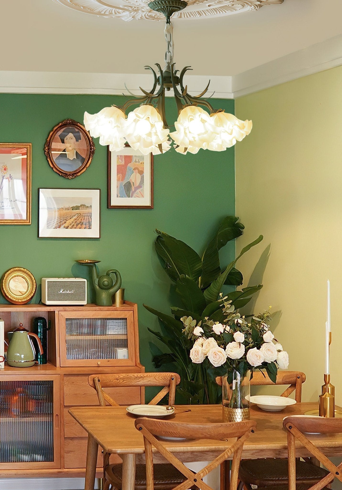 Lustra Kronleuchter Blume mit Blütenblättern und Blättern-Letslighting