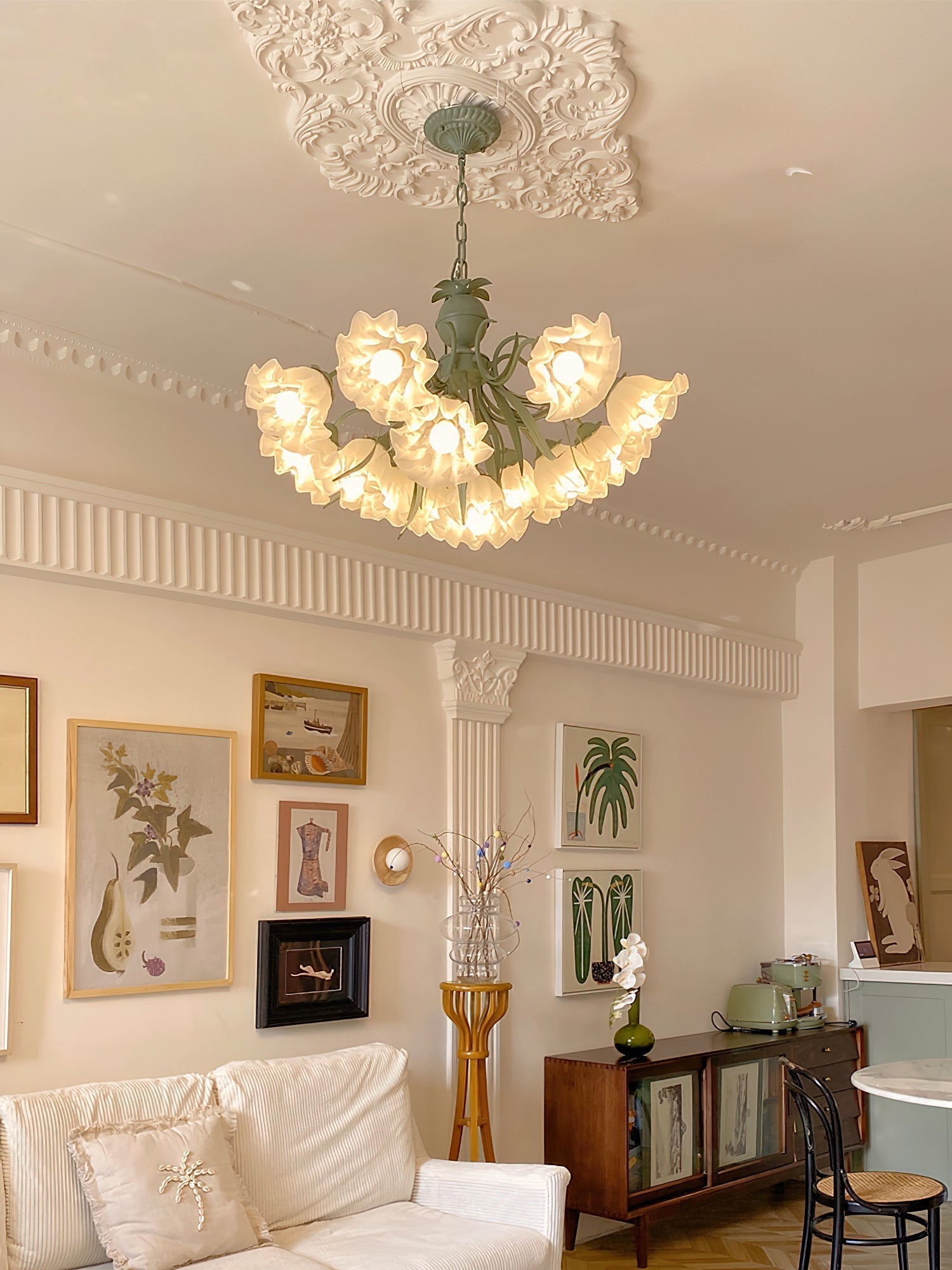 Lustra Kronleuchter Blume mit Blütenblättern und Blättern-Letslighting