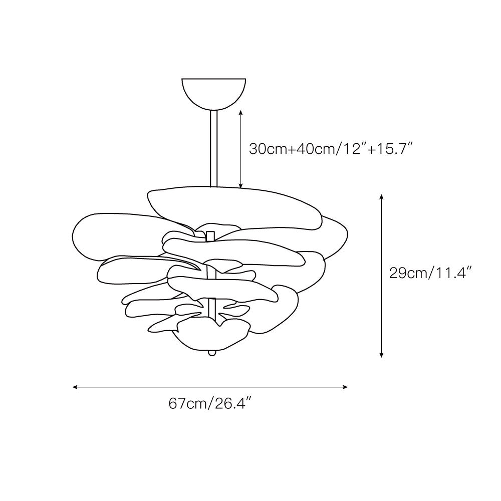 Lotus Moderner Kronleuchter aus Glas mit blättriger Schichtung