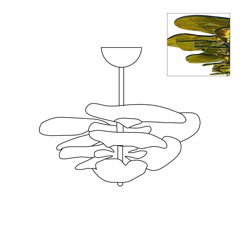 Evvinora Individual Creativity Leaf Layered Glass Metal Chandelier - Letslighting